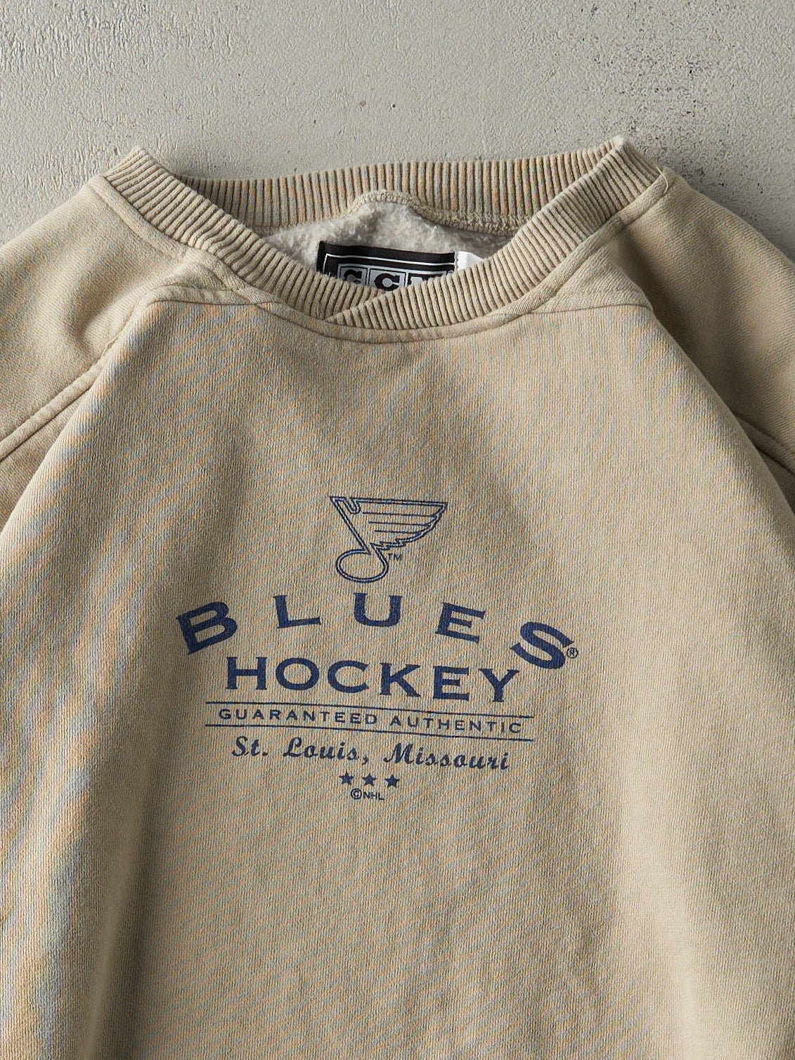 Vintage Y2K Beige St. Louis Blues Boxy Crewneck (XL)