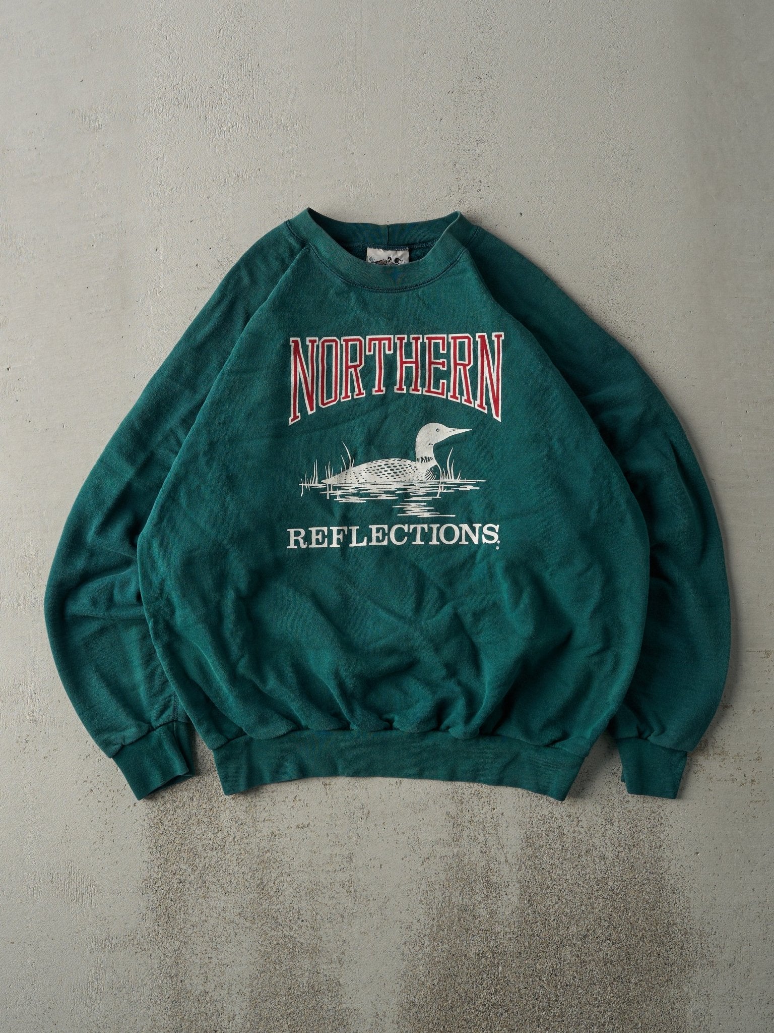 Vintage 90s Faded Green Northern Reflections Boxy Crewneck (L)