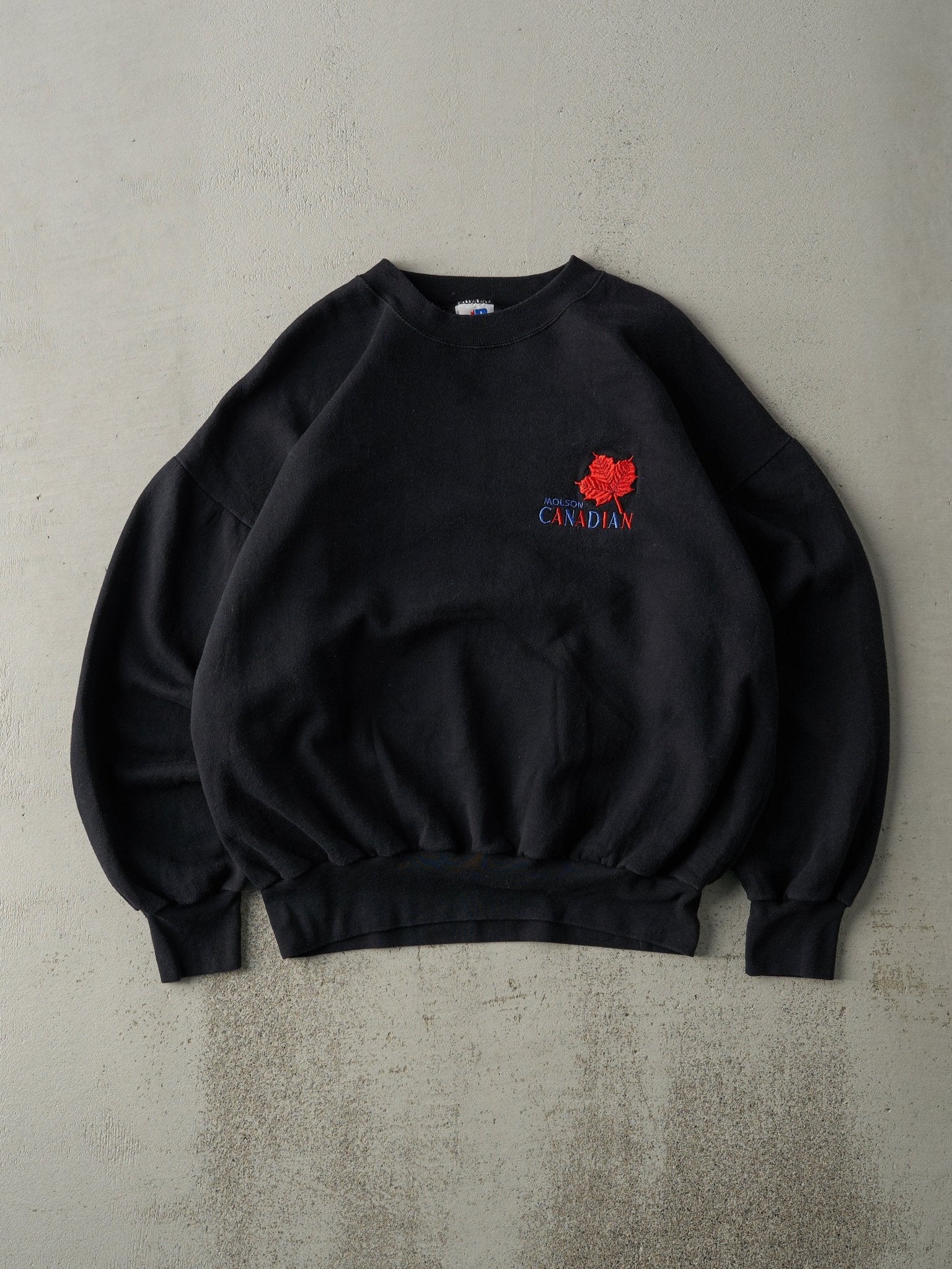 Vintage 90s Black Molson Canadian Embroidered Crewneck (L)