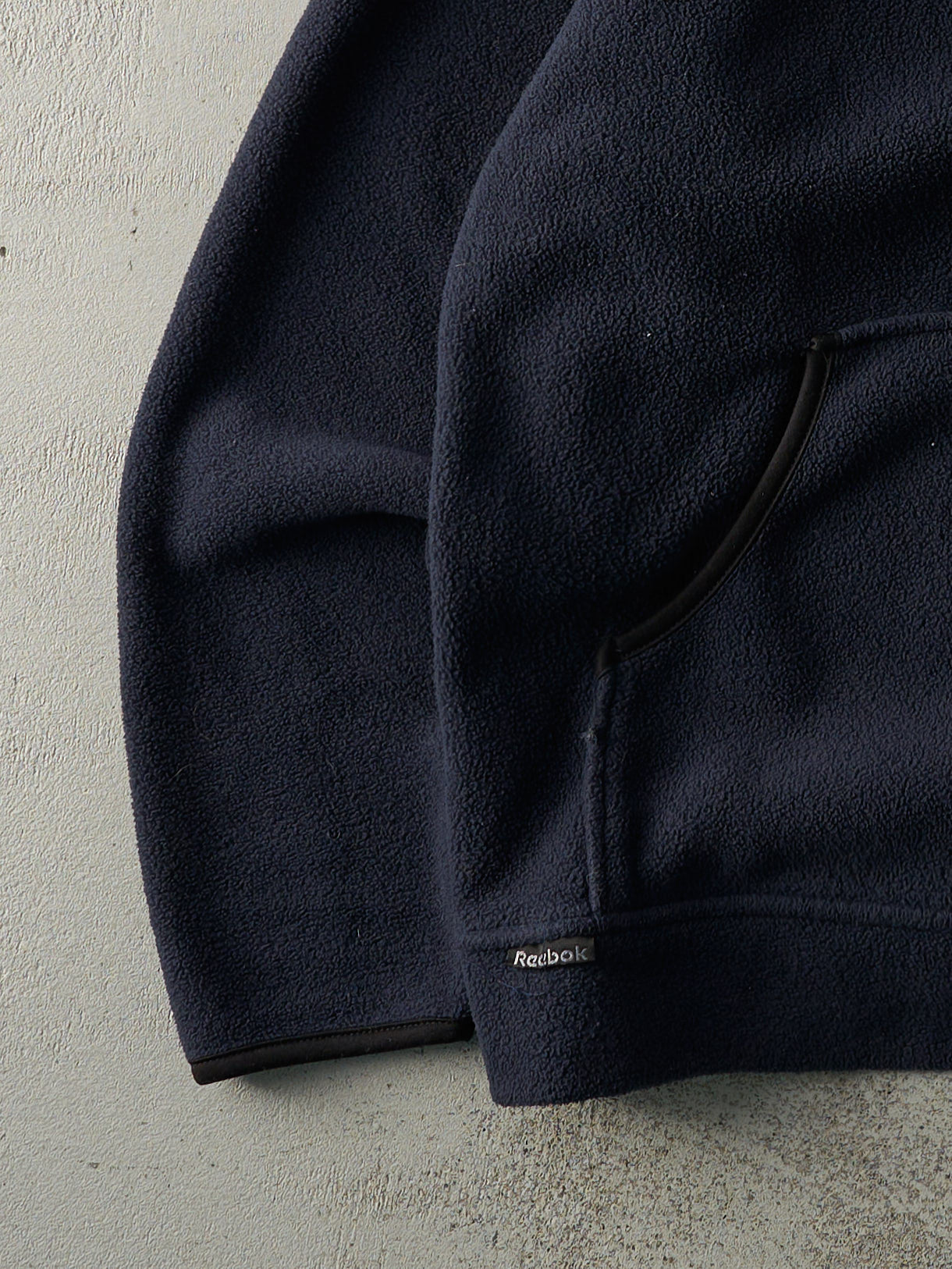 Vintage 90s Navy Blue Embroidered Reebok Fleece Zip Up Hoodie (L)