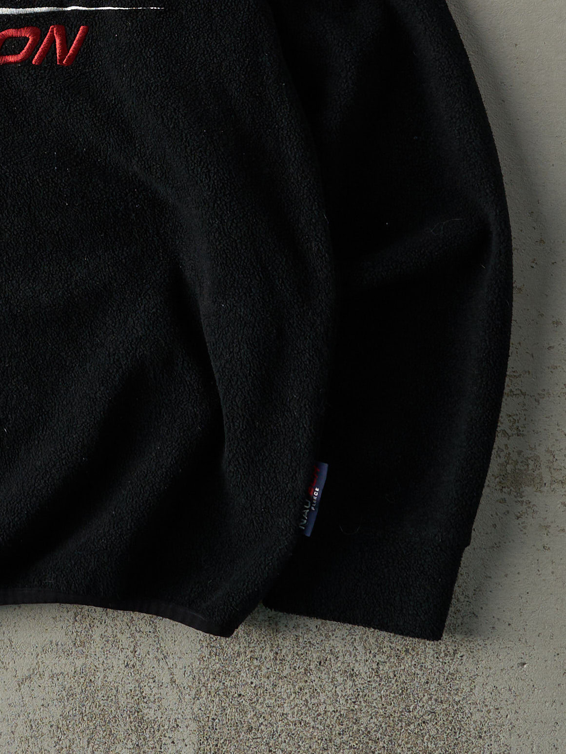 Vintage 90s Black Nautica Embroidered Quarter Zip Fleece Sweater (L)