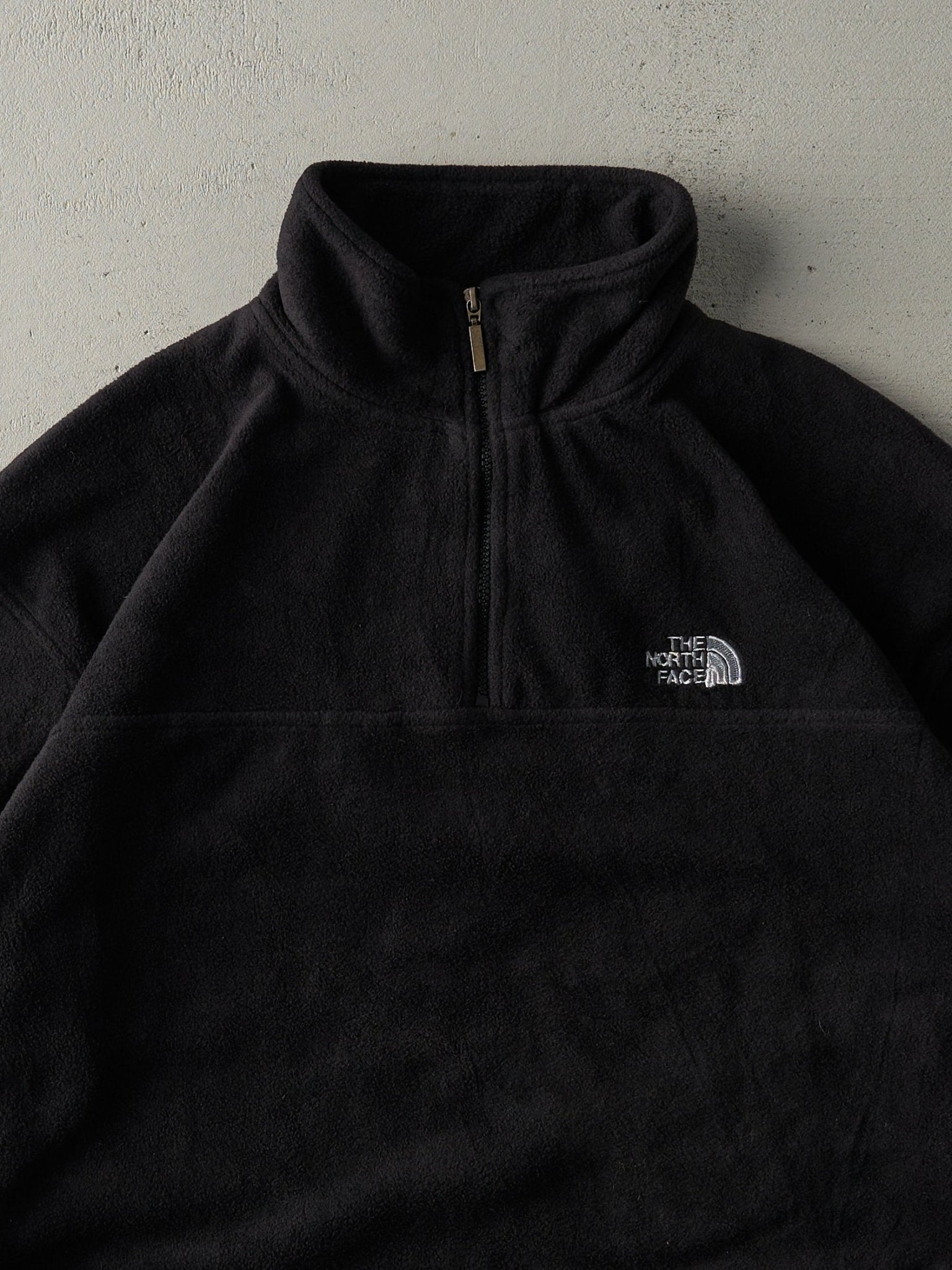 Vintage 90s Black The North Face Quarter Zip Fleece Sweater (XL)
