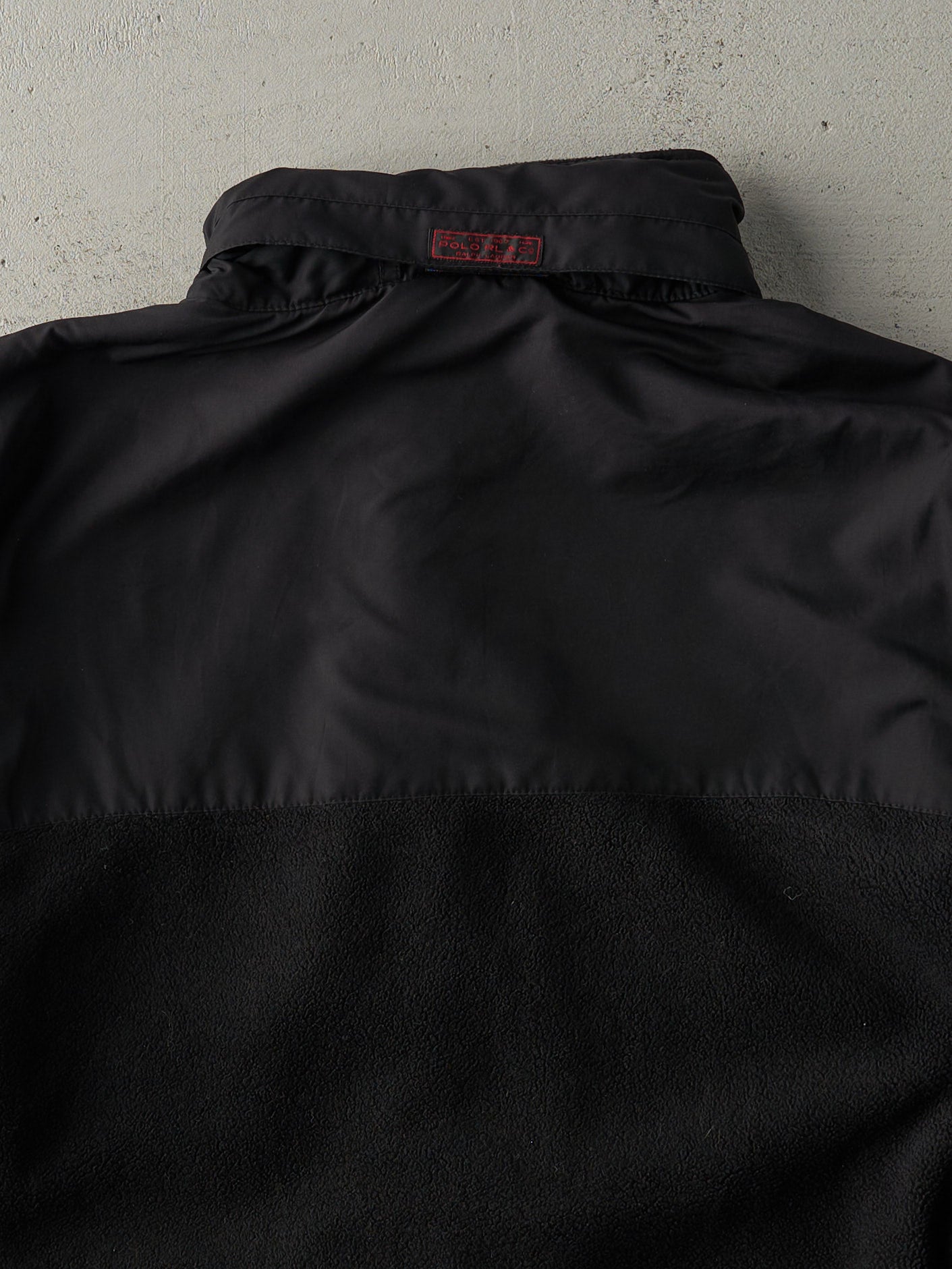 Vintage 90s Black Polo by Ralph Lauren Zip Up Fleece Jacket (L)