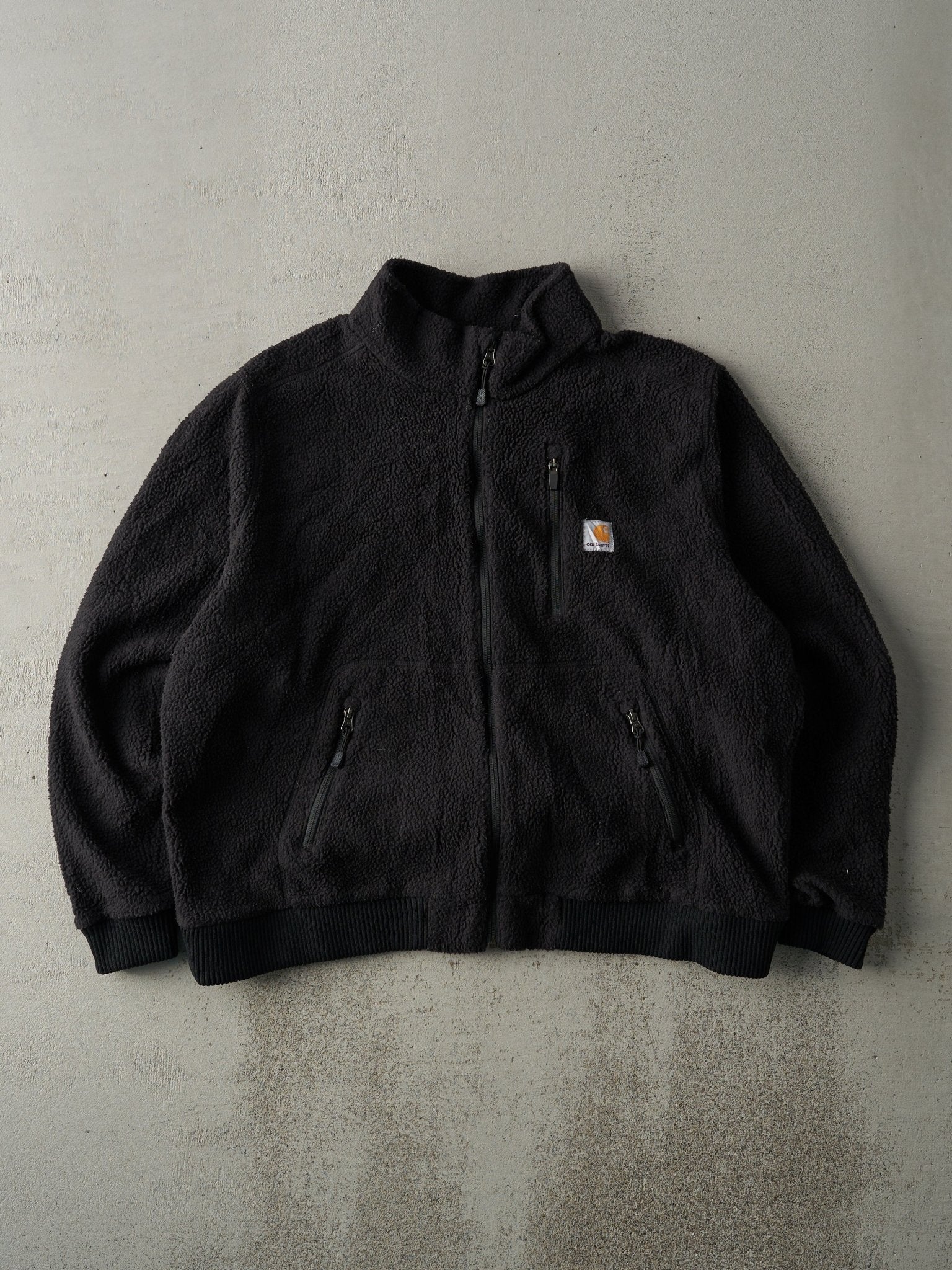 Vintage Y2K Black Carhartt Sherpa Zip Up Boxy Fleece (L)