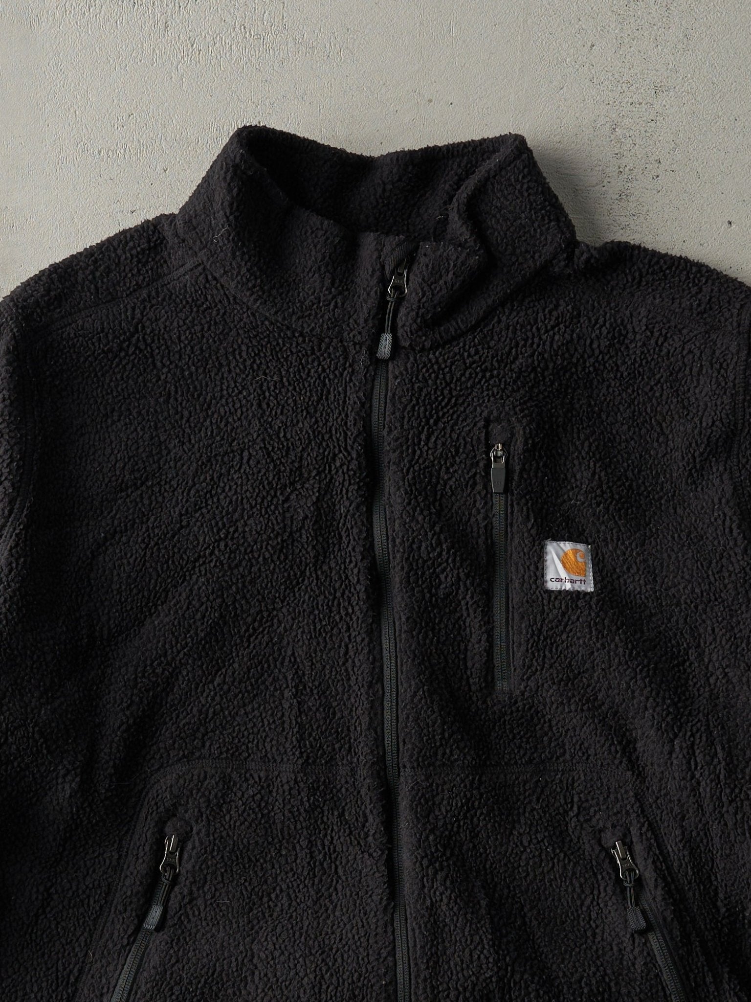 Vintage Y2K Black Carhartt Sherpa Zip Up Boxy Fleece (L)
