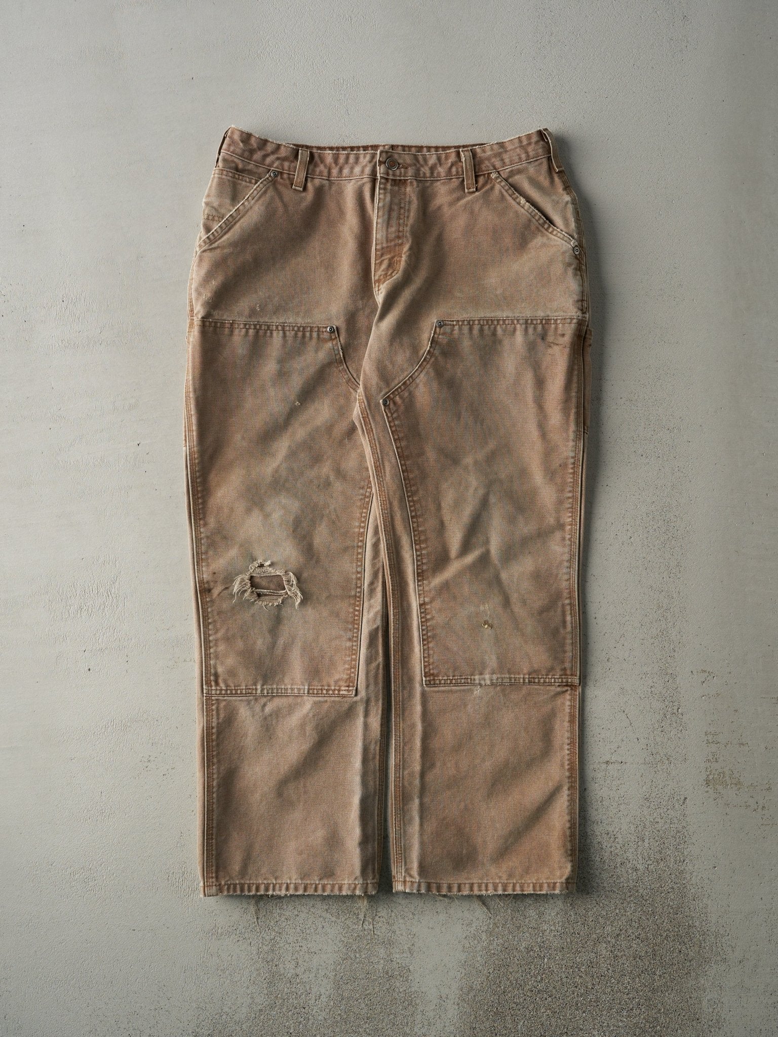 Vintage Y2K Beige Carhartt Double Knee Carpenter Pants (36x30)