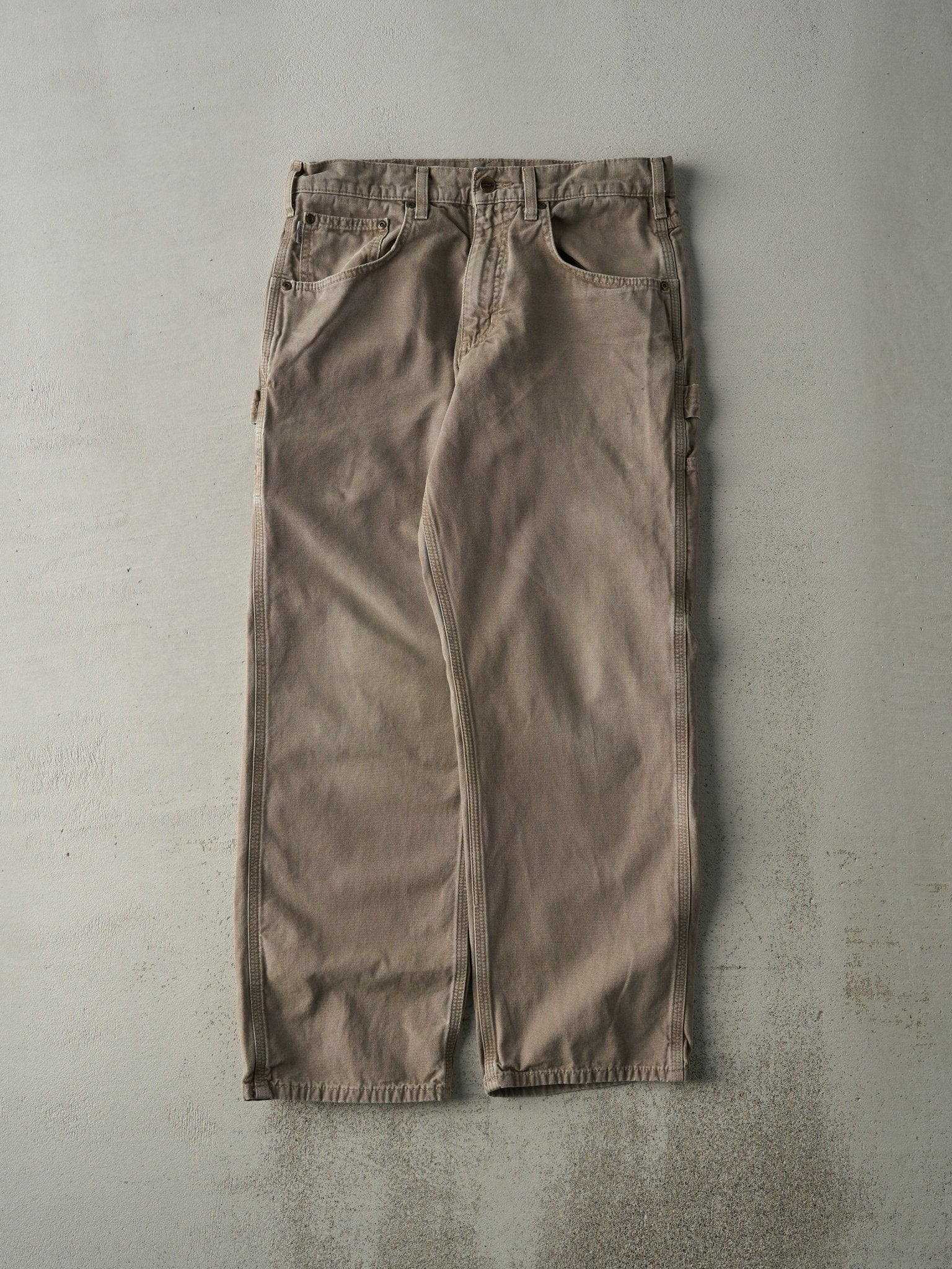 Vintage Y2K Washed Brown Carhartt Light Weight Carpenter Pants (32x29.5)
