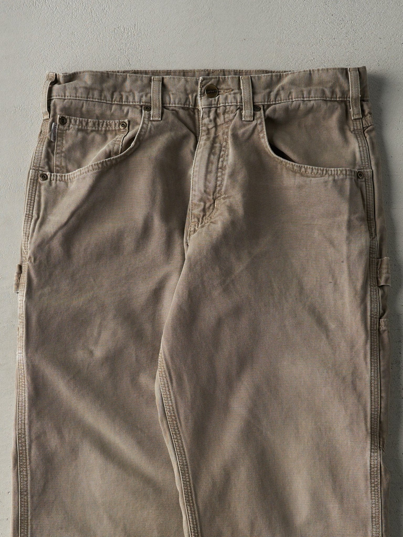 Vintage Y2K Washed Brown Carhartt Light Weight Carpenter Pants (32x29.5)