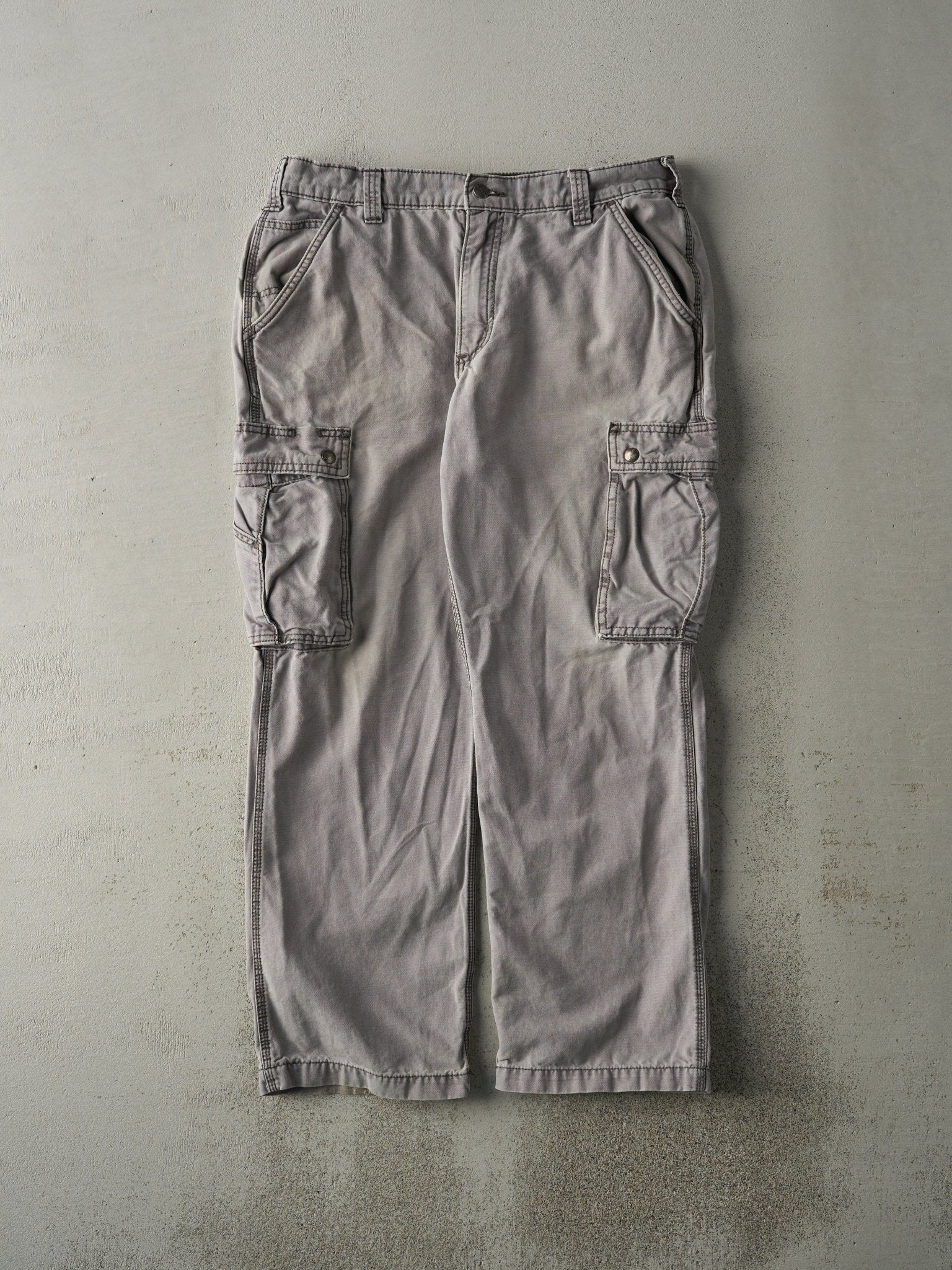 Vintage Y2K Grey Carhartt Light Weight Cargo Work Pants (34x28.5)