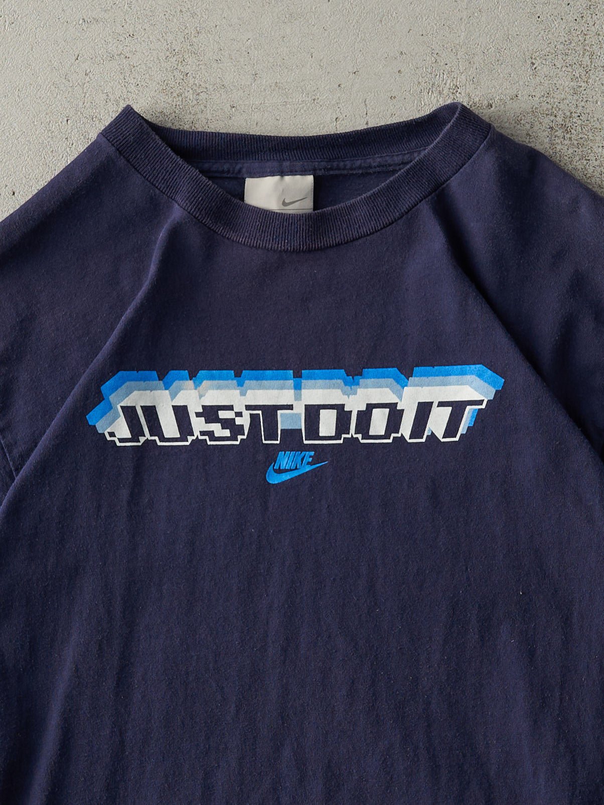 Vintage Y2K Navy Blue Nike Just Do It Tee (S)