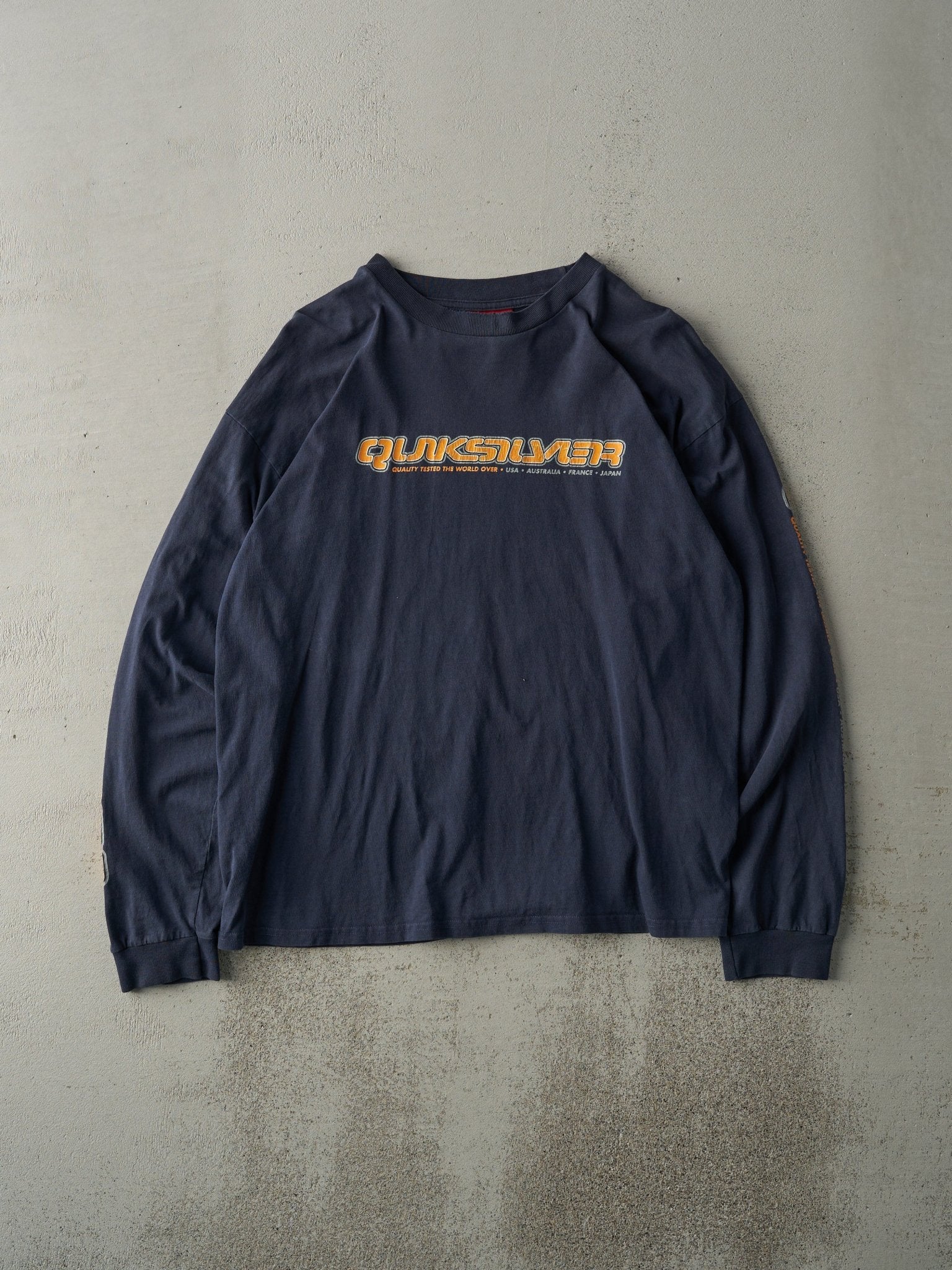 Vintage Y2K Navy Blue Quiksilver Logo Long Sleeve (M/L)