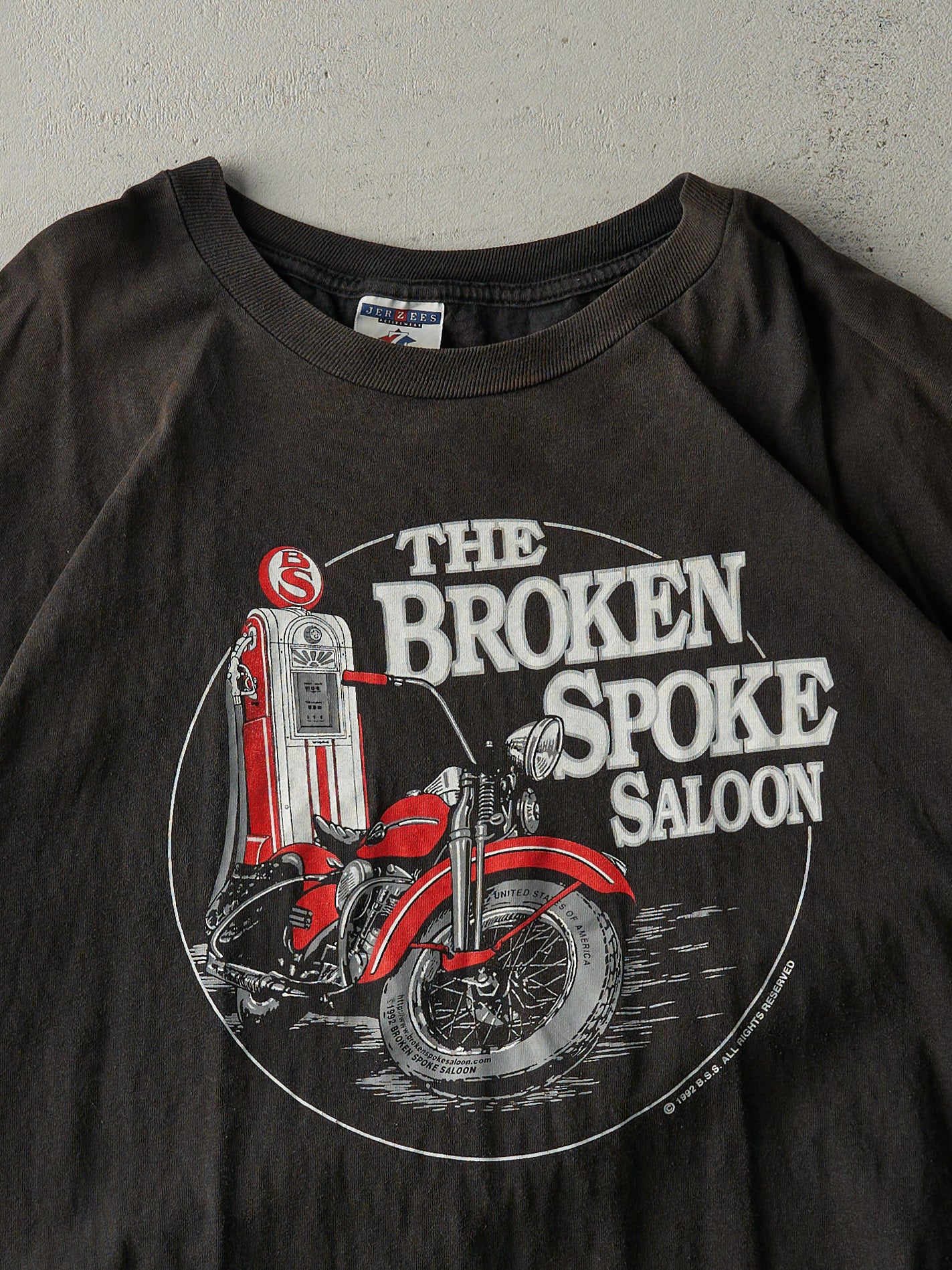 Vintage 00' Sun Faded Black The Broken Spoke Saloon Bike Rally Tee (XXL)