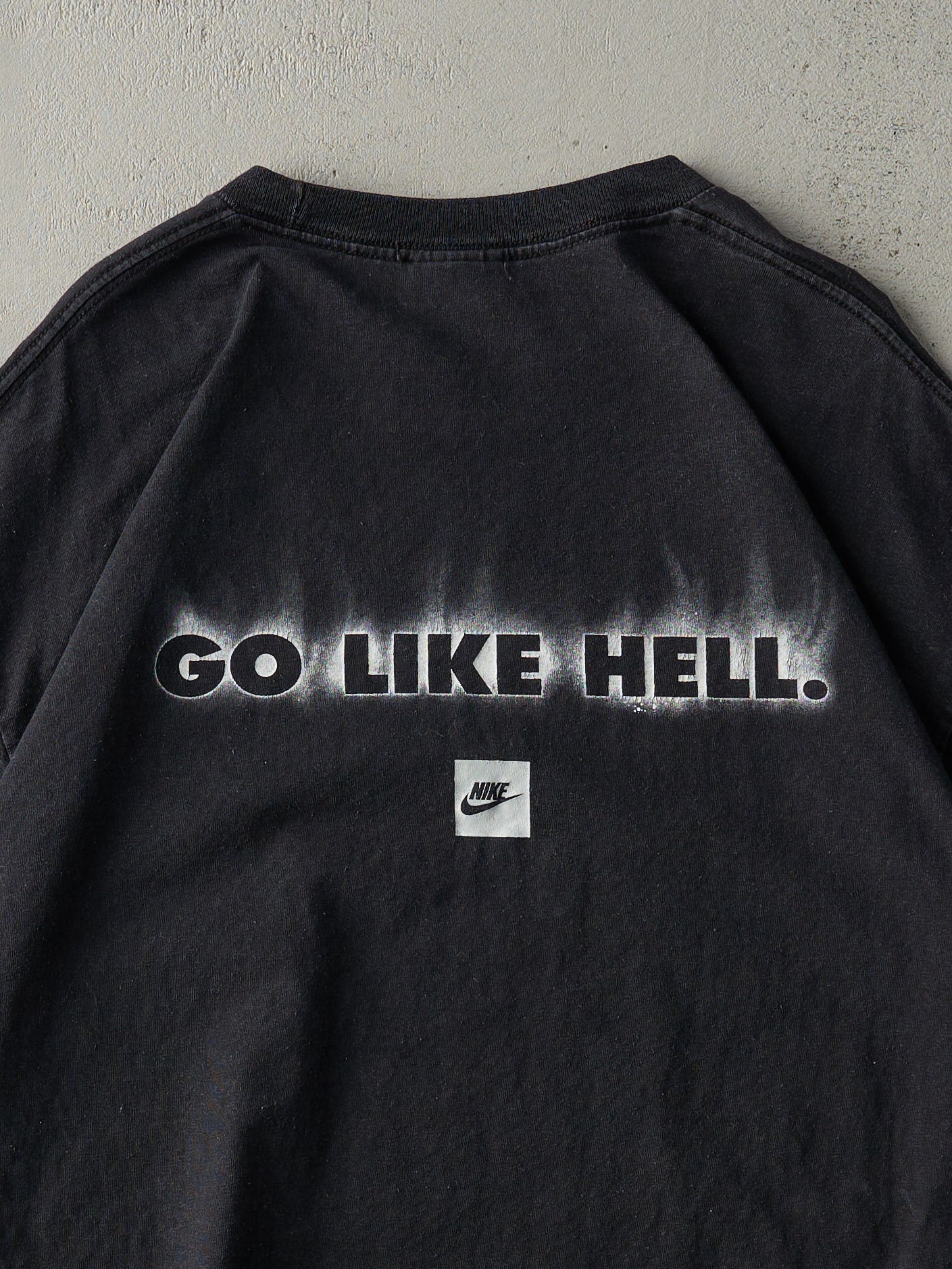 Vintage Y2K Black Nike Flame Logo "Go Like Hell" Tee (M/L)