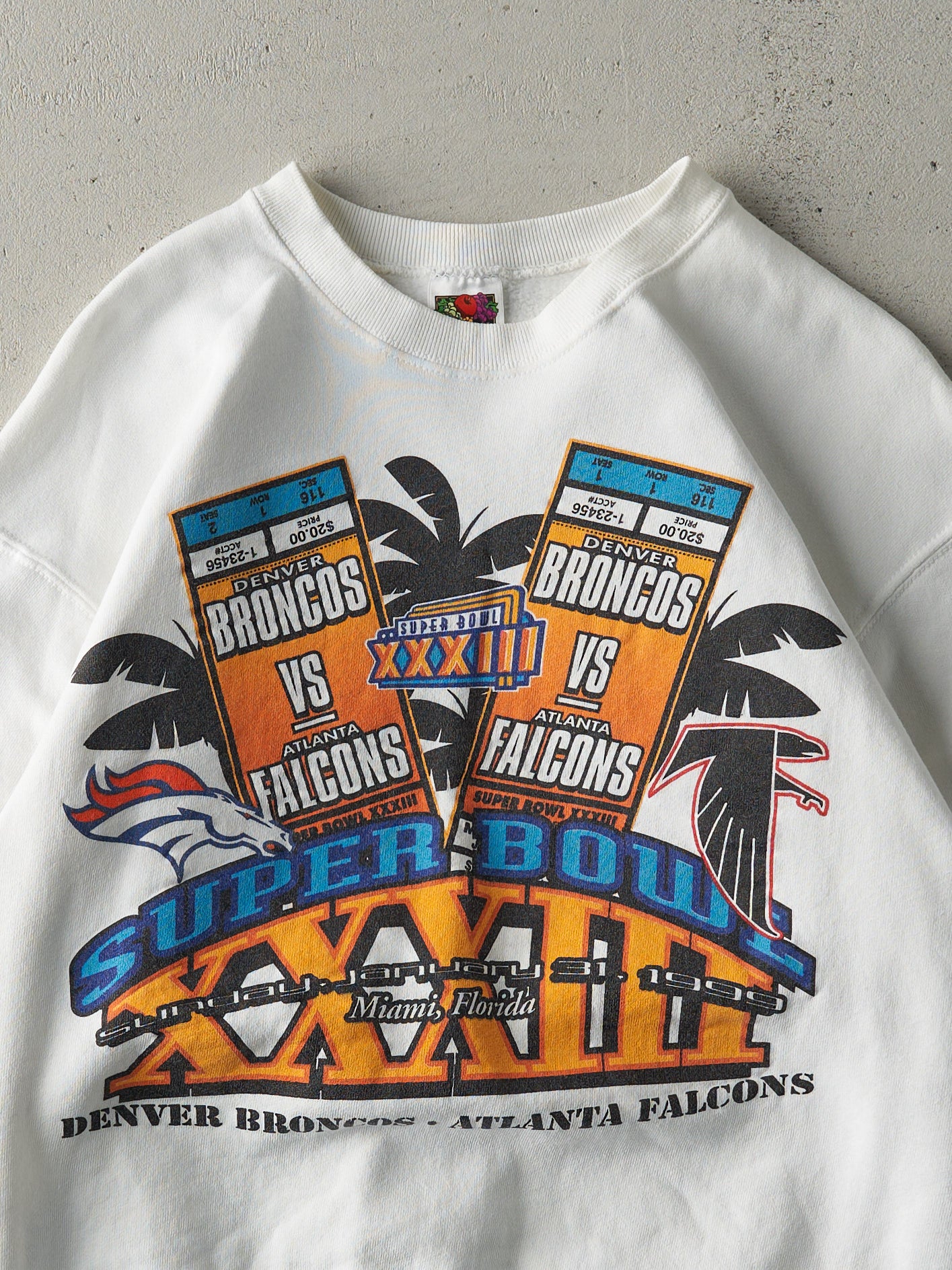 Vintage 99' White Super Bowl XXXIII Crewneck (M)