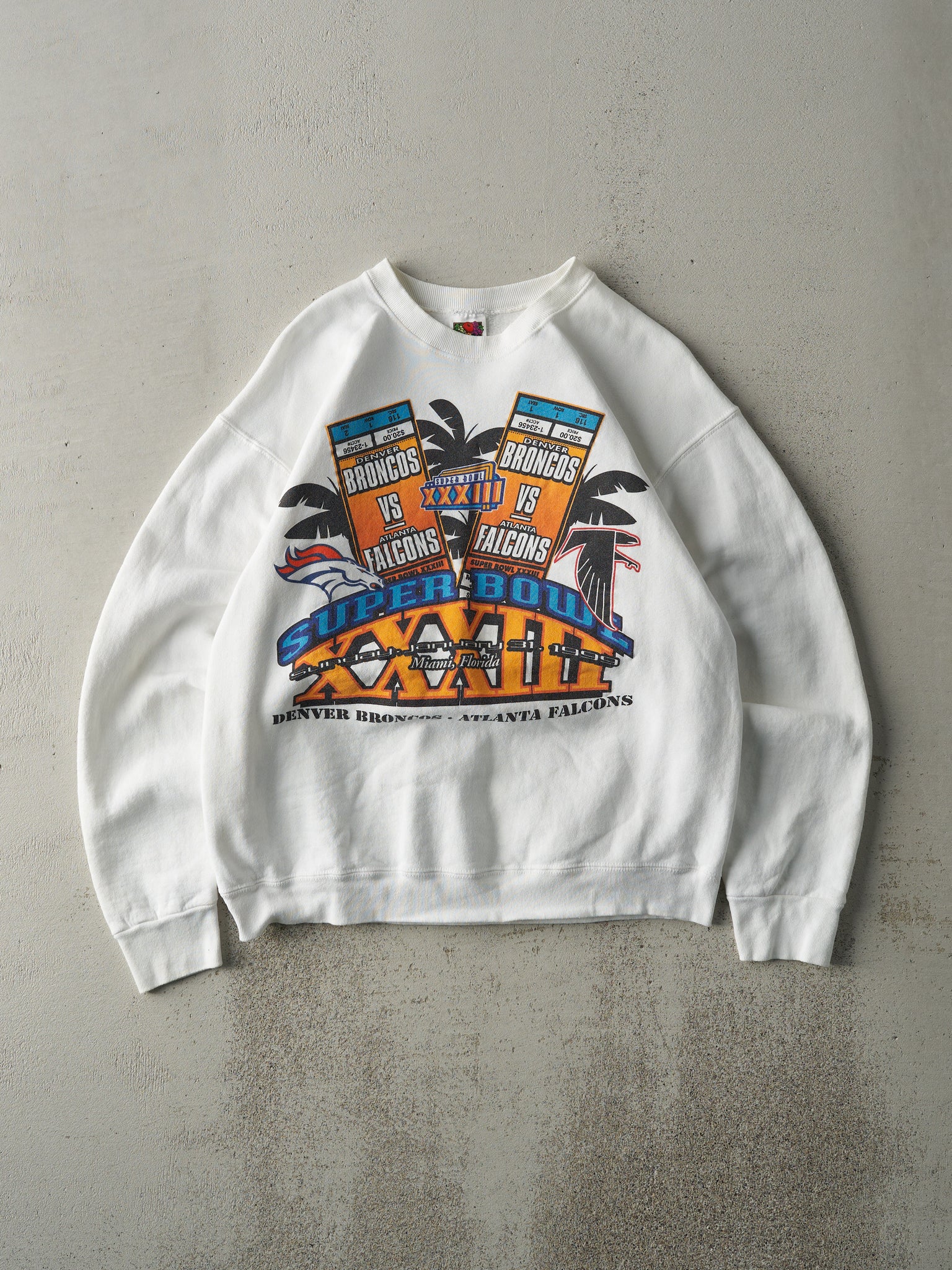 Vintage 99' White Super Bowl XXXIII Crewneck (M)