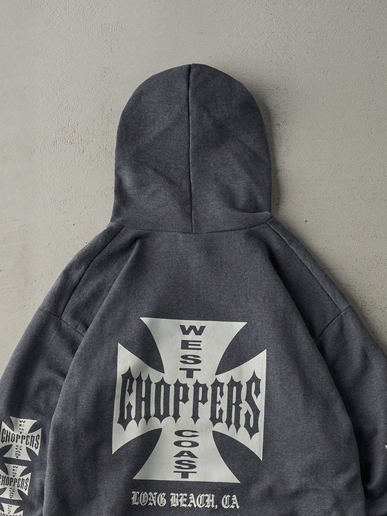 90s WEST COAST CHOPPERS パーカー Vintage 90s Charcoal Grey West Coast Choppers Hoodie (L