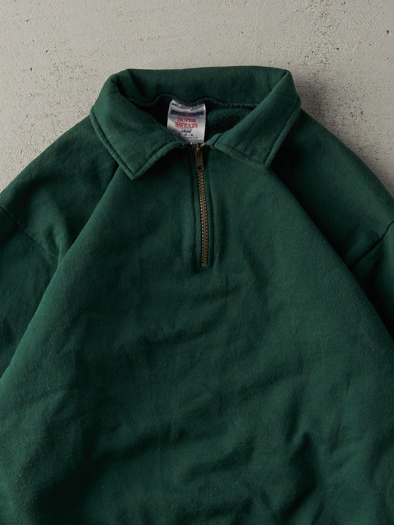 Vintage 90s Forest Green Quarter Zip Blank Crewneck (M)