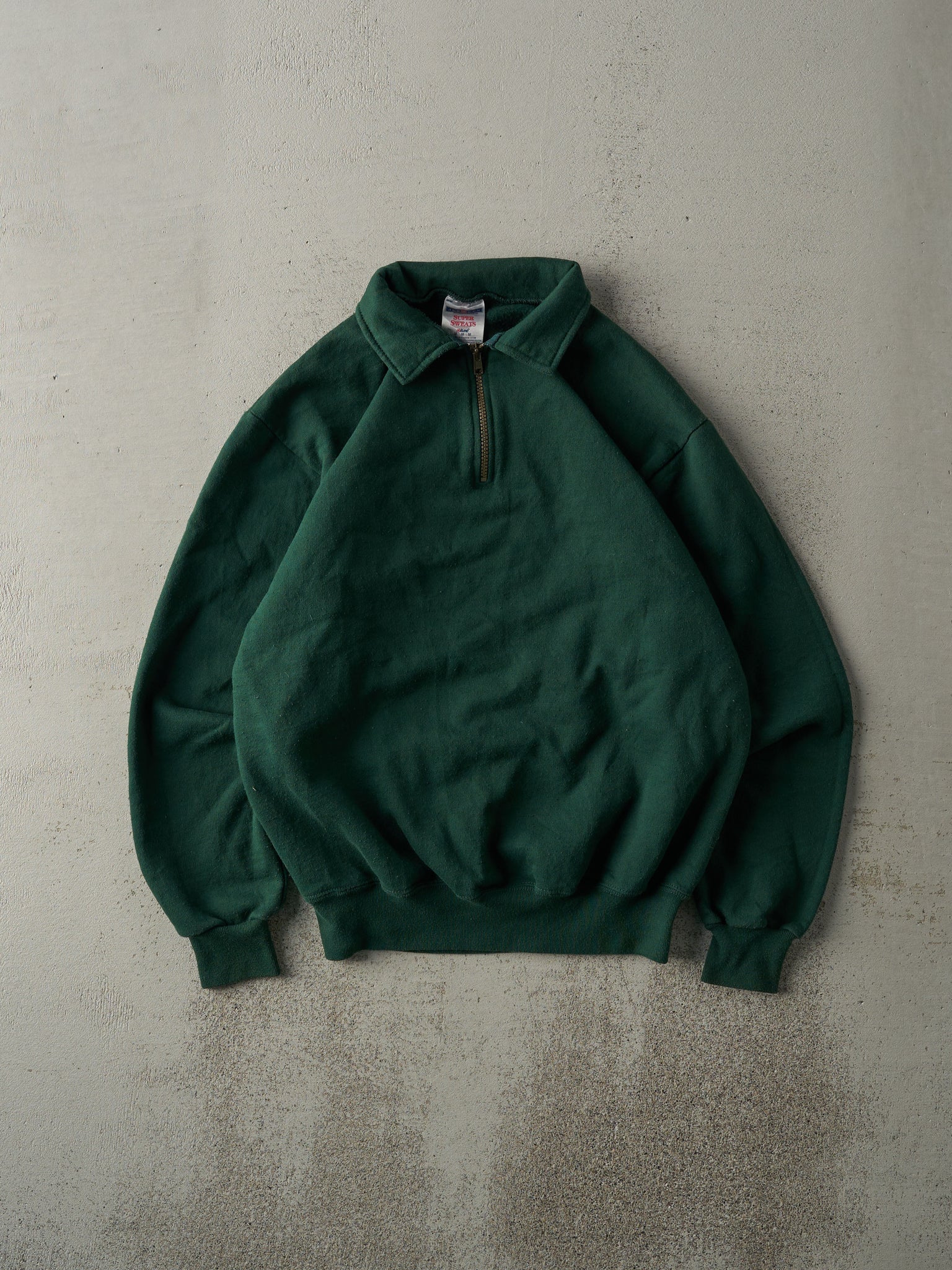 Vintage 90s Forest Green Quarter Zip Blank Crewneck (M)