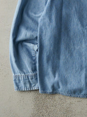 Vintage 90s Light Wash Denim Blank Button Up (M)