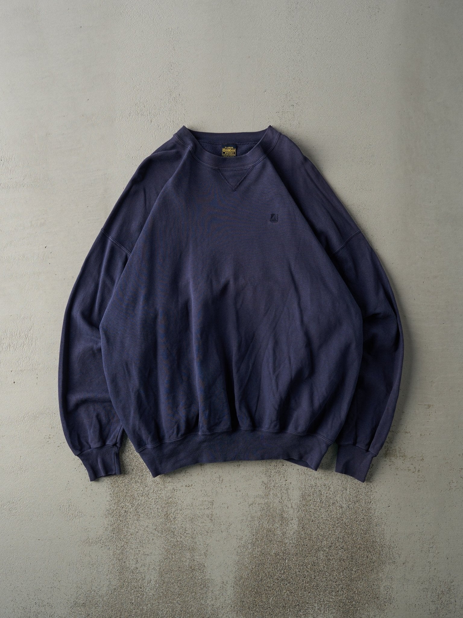 Vintage 90s Navy Blue Embroidered Logo Crewneck (L/XL)