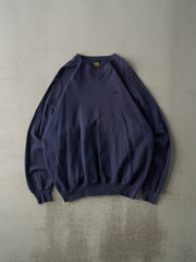 Vintage 90s Navy Blue Embroidered Logo Crewneck (L/XL)