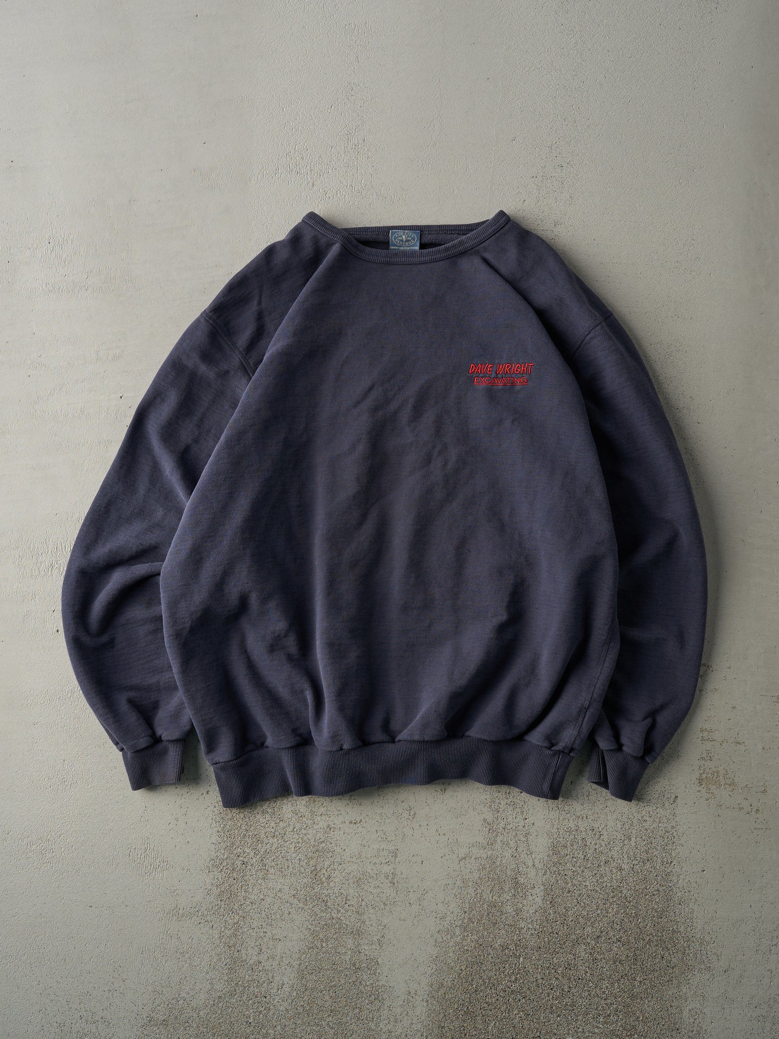 Vintage Y2K Faded Navy Blue Embroidered Logo Crewneck (XL)