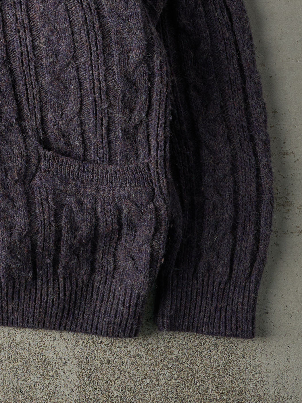 Vintage 80s Purple Cable Knit Cardigan (L)