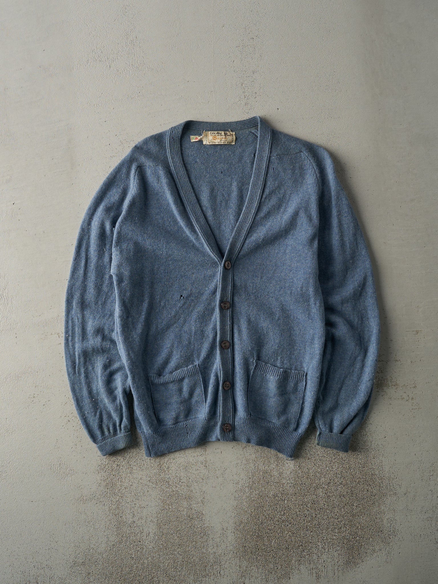 Vintage 80s Blue Knit Cardigan (M)