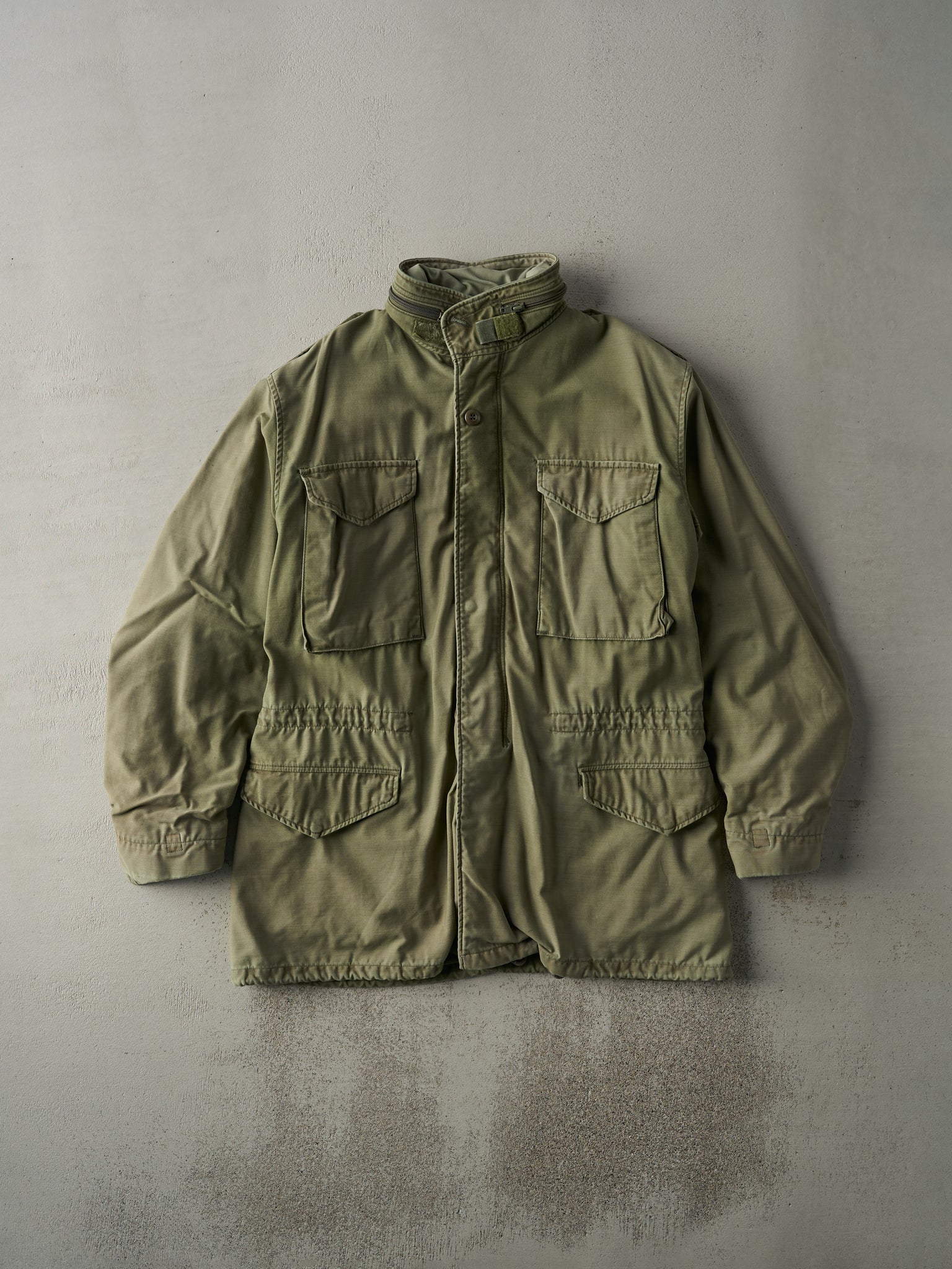 Vintage 80s Washed Green Military Jacket (M)