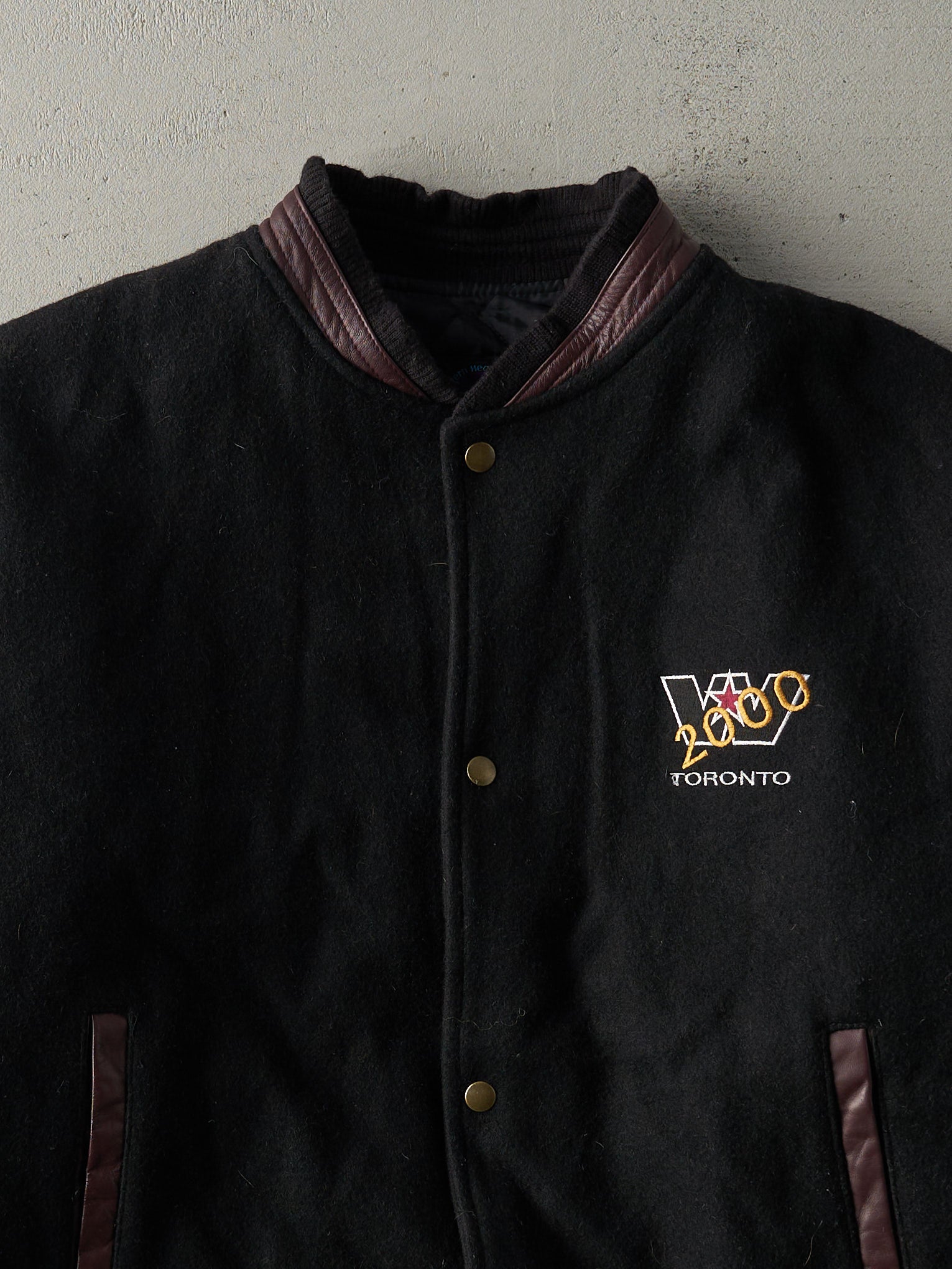 Vintage Y2K Black & Burgundy Western Star Trucking Varsity Jacket (XL)