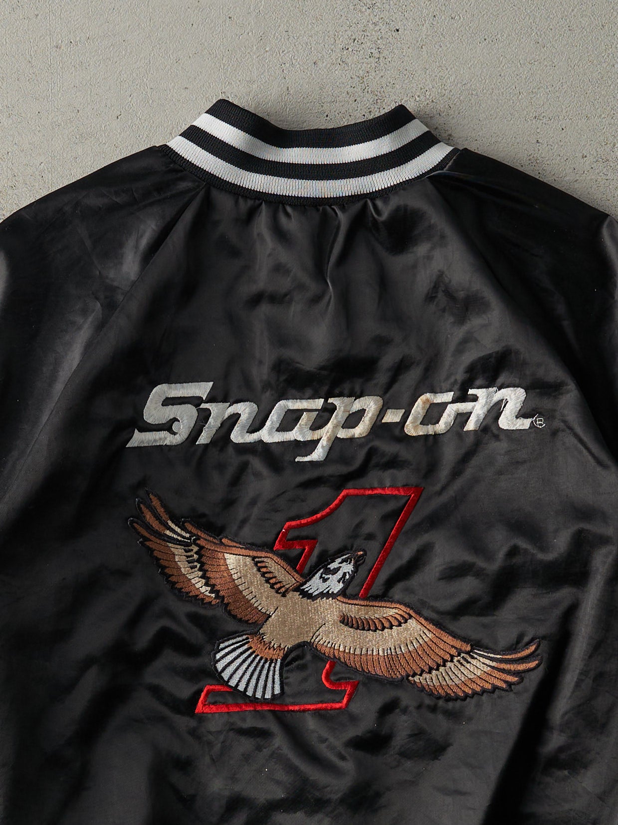 Vintage 80s Black Snap-On Nylon Bomber Jacket (S/M)