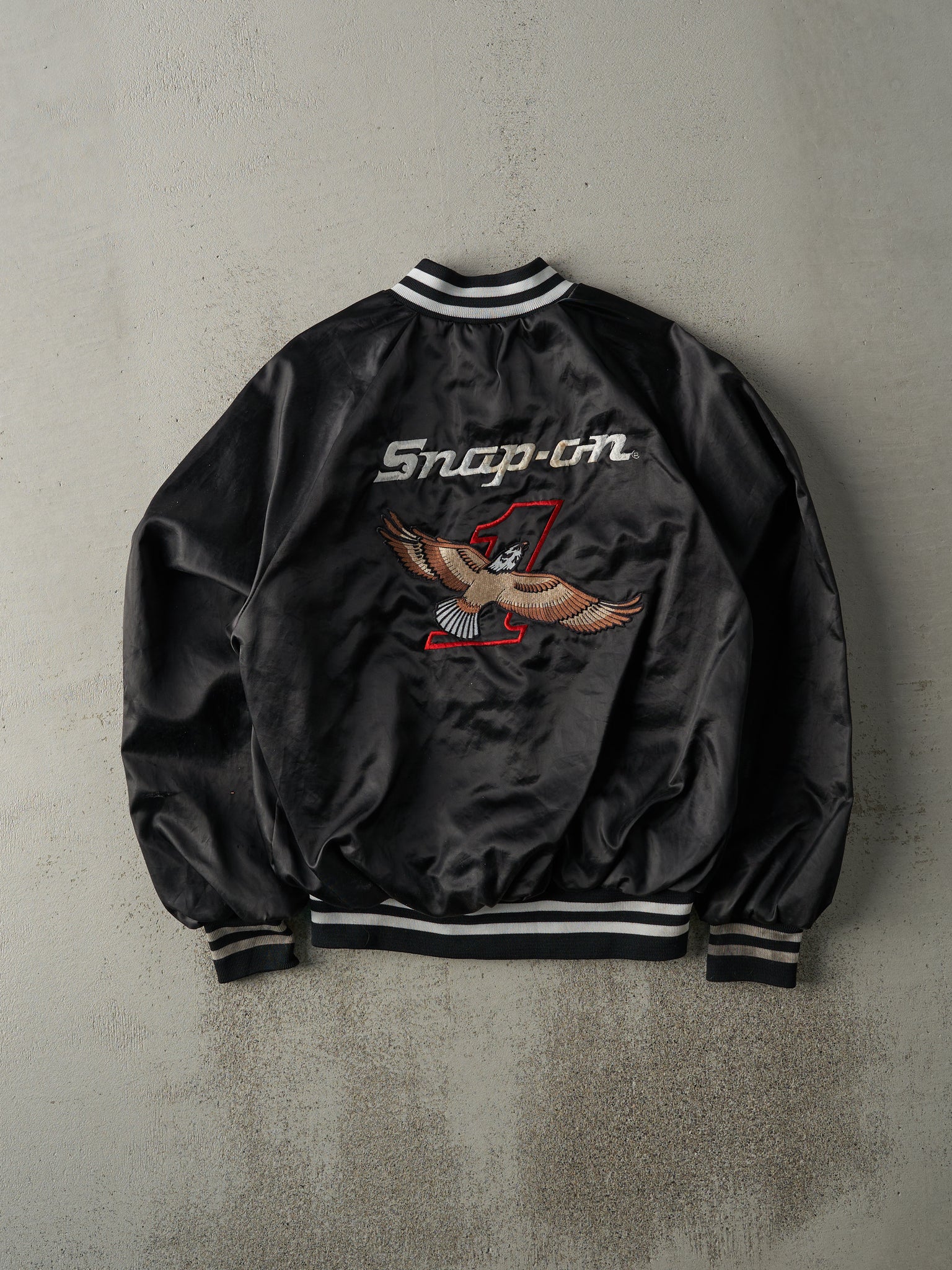 Vintage 80s Black Snap-On Nylon Bomber Jacket (S/M)