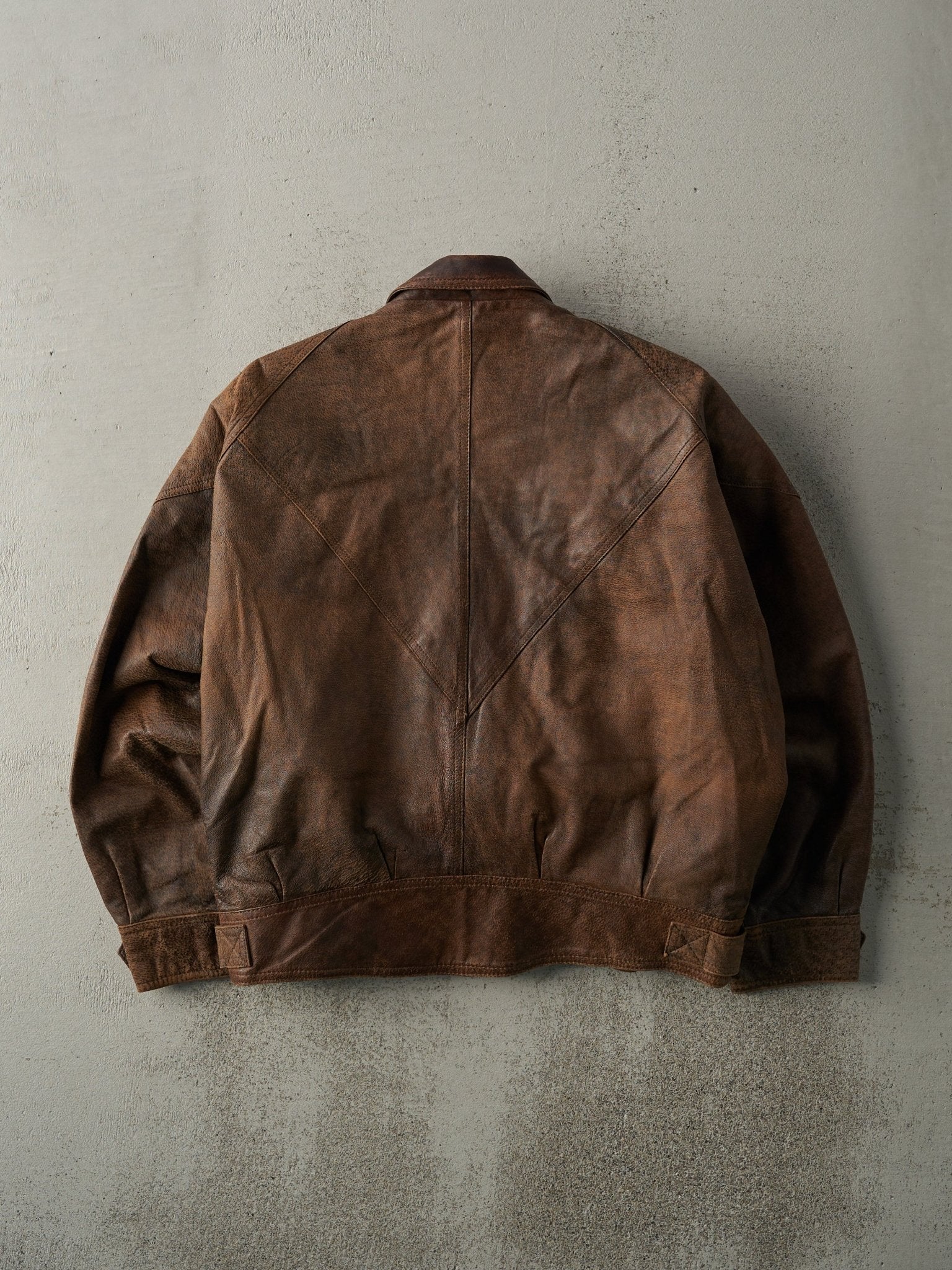 Vintage 80s Brown Bootlegger Leather Jacket (L)