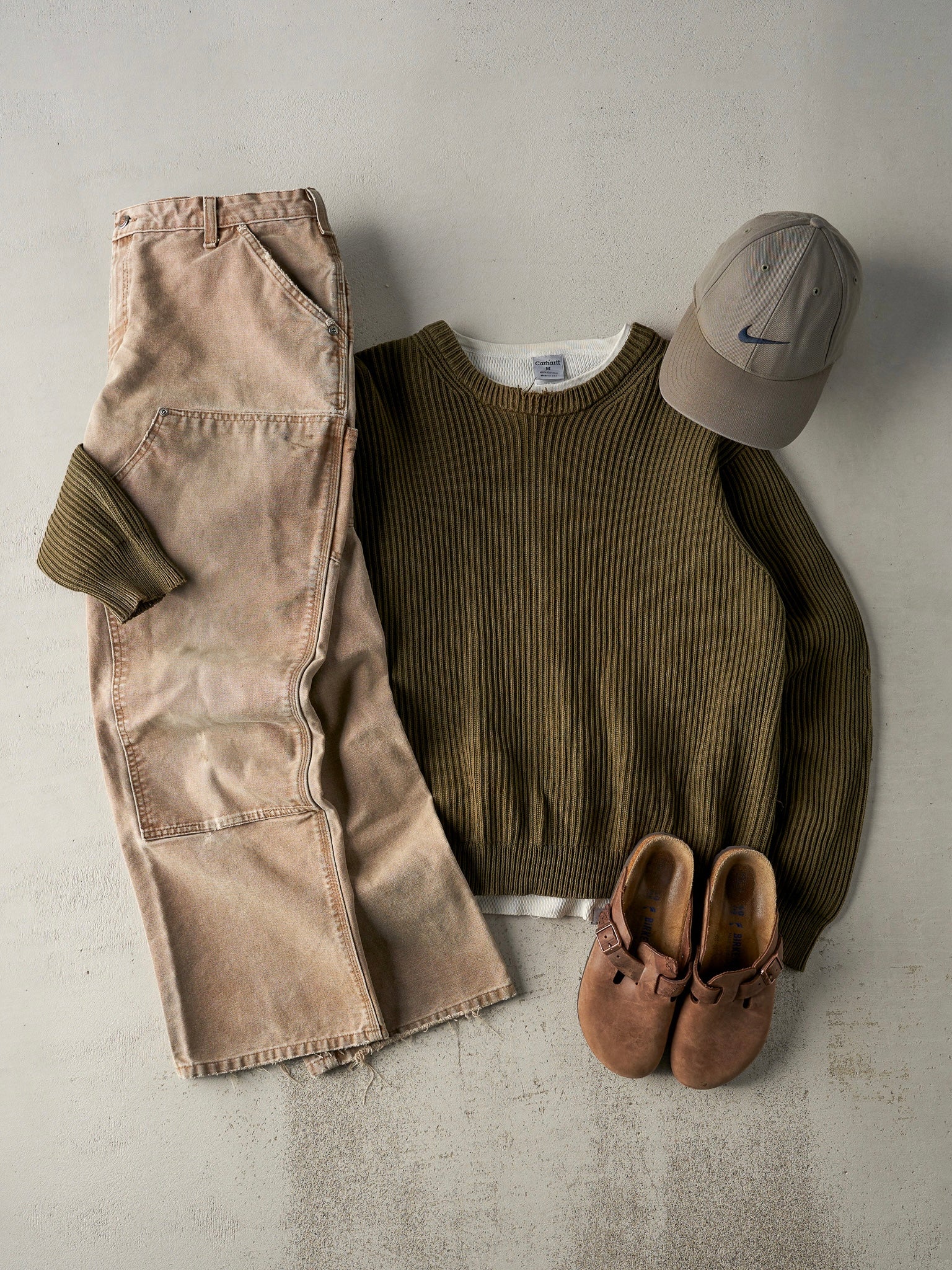 Vintage Y2K Beige Carhartt Double Knee Carpenter Pants (36x30)