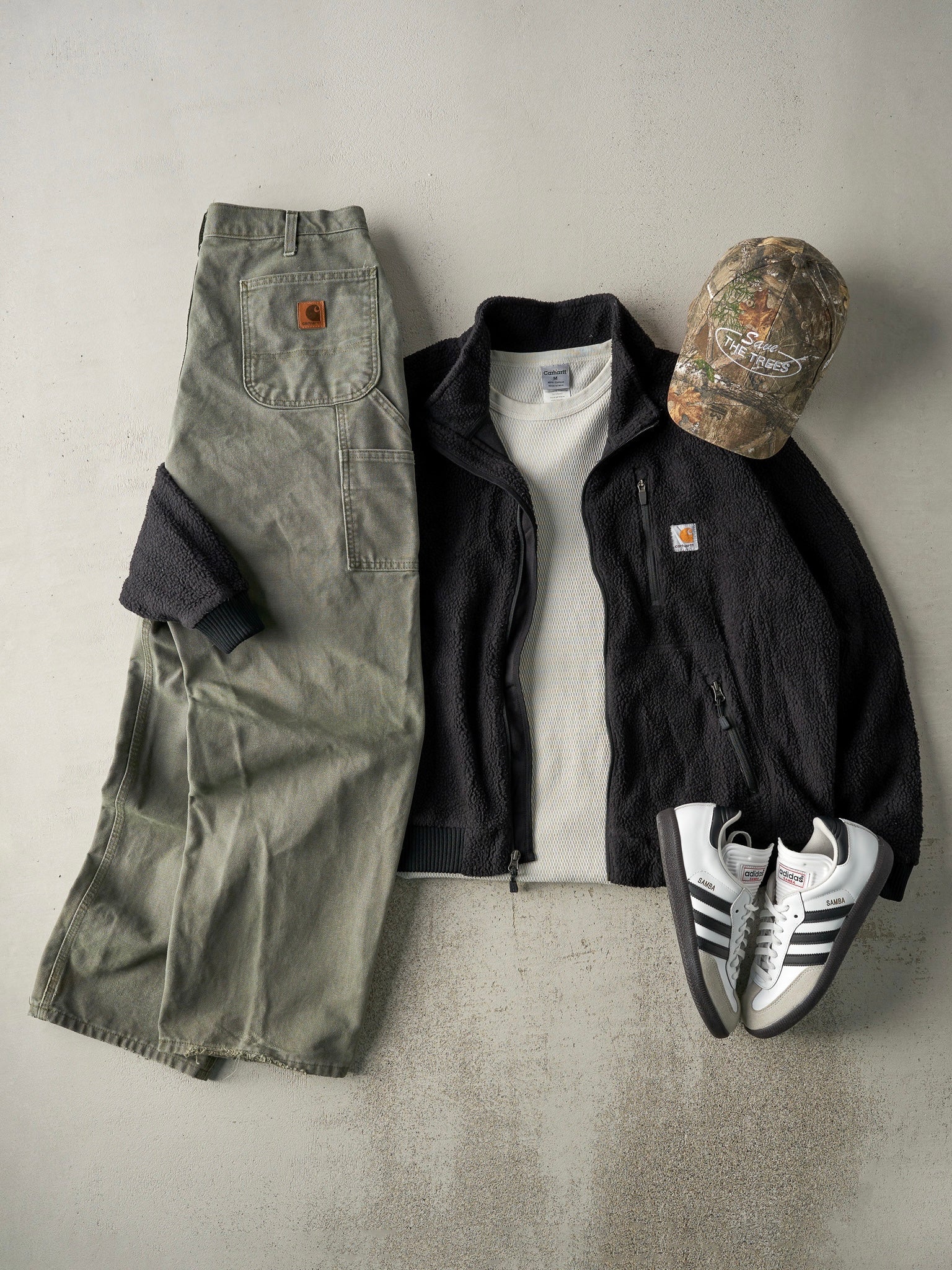 Vintage Y2K Black Carhartt Sherpa Zip Up Boxy Fleece (L)