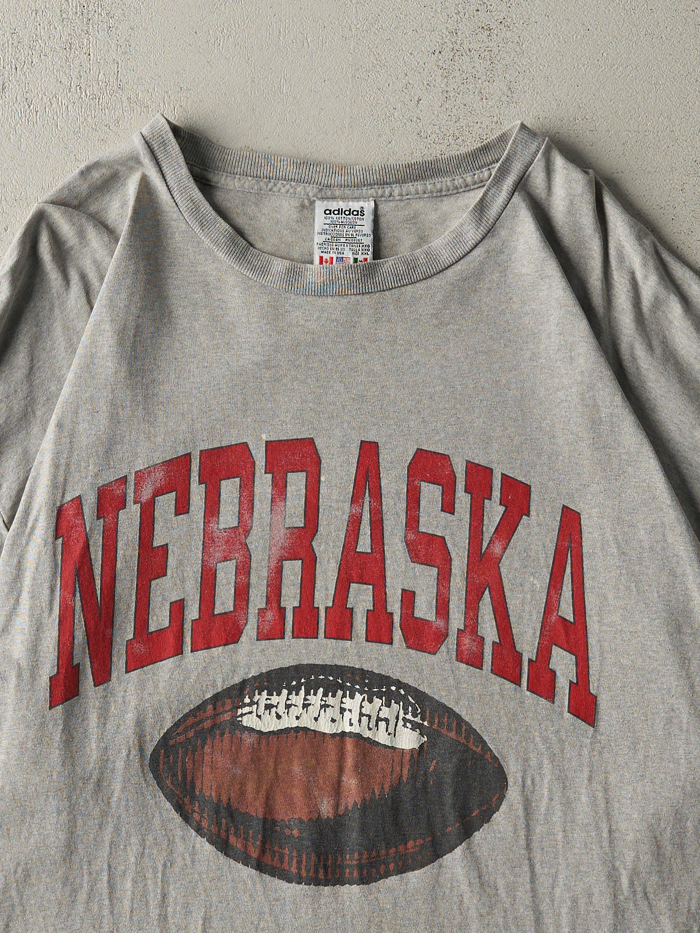 Vintage 90s Grey Adidas Nebraska Football Tee (XXL/XXXL)
