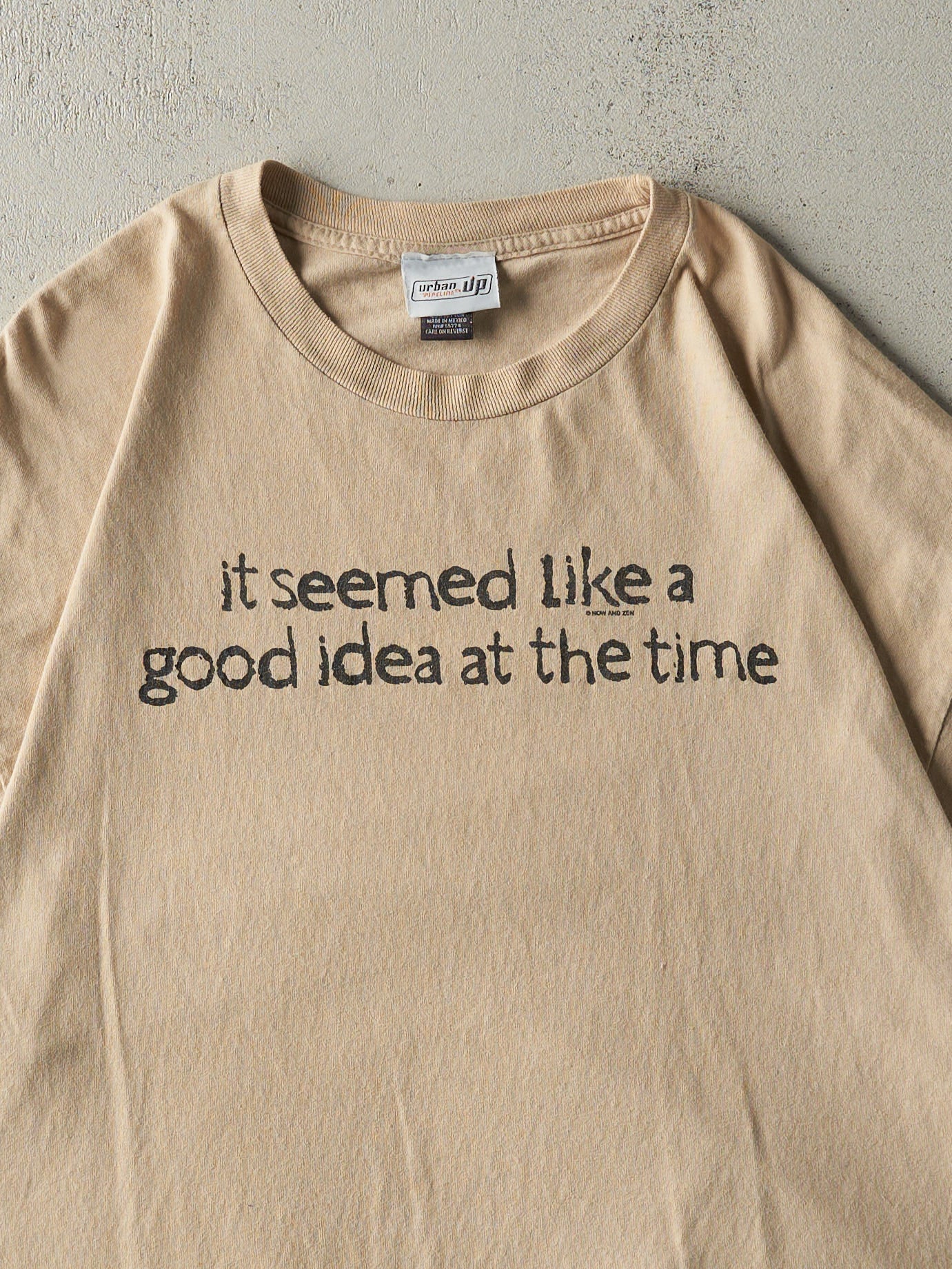 Vintage 90s Beige "Good Idea" Slogan Tee (XL/XXL)