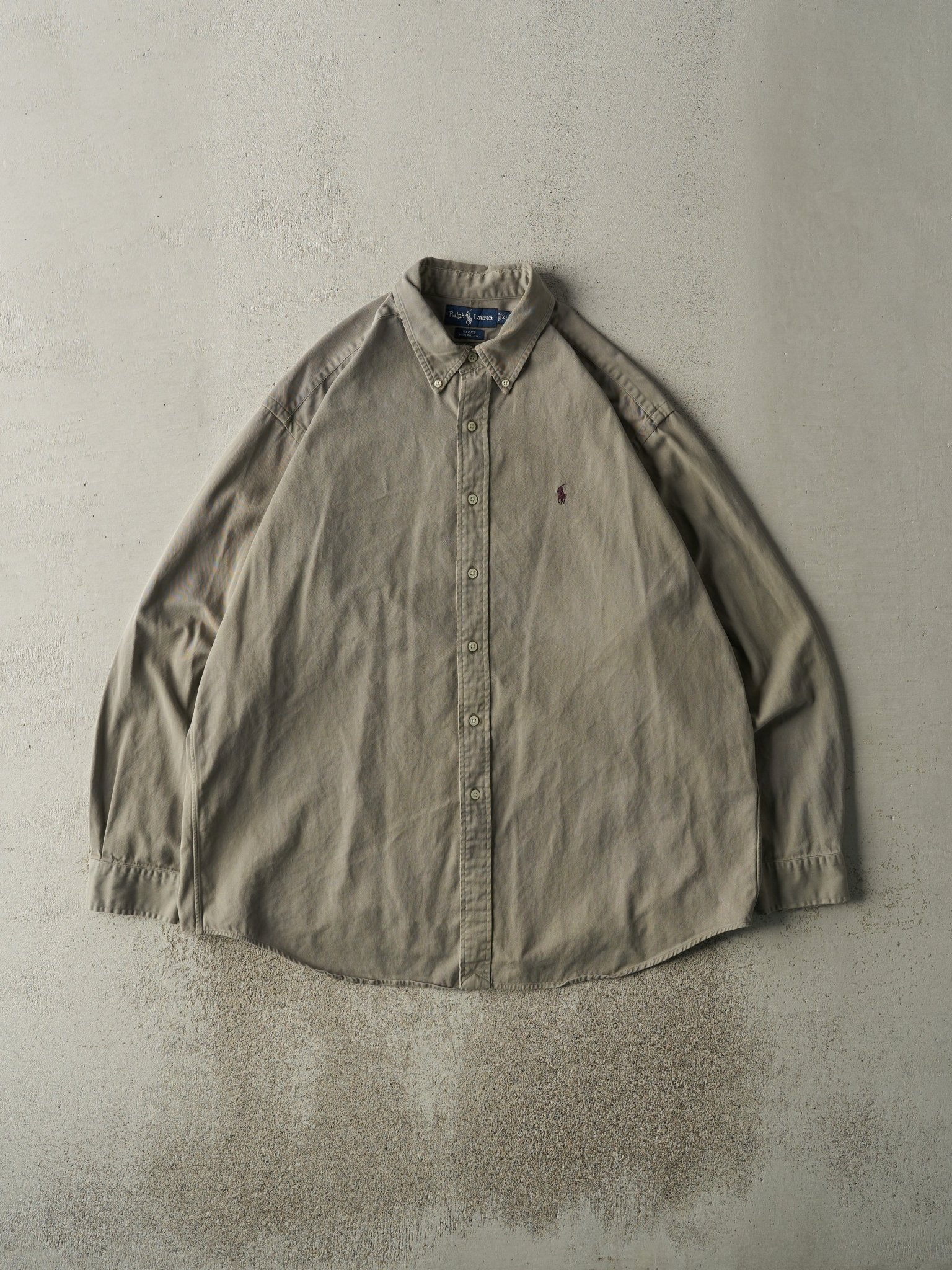 Vintage 90s Brown Embroidered Ralph Lauren Button Up (XL/XXL)