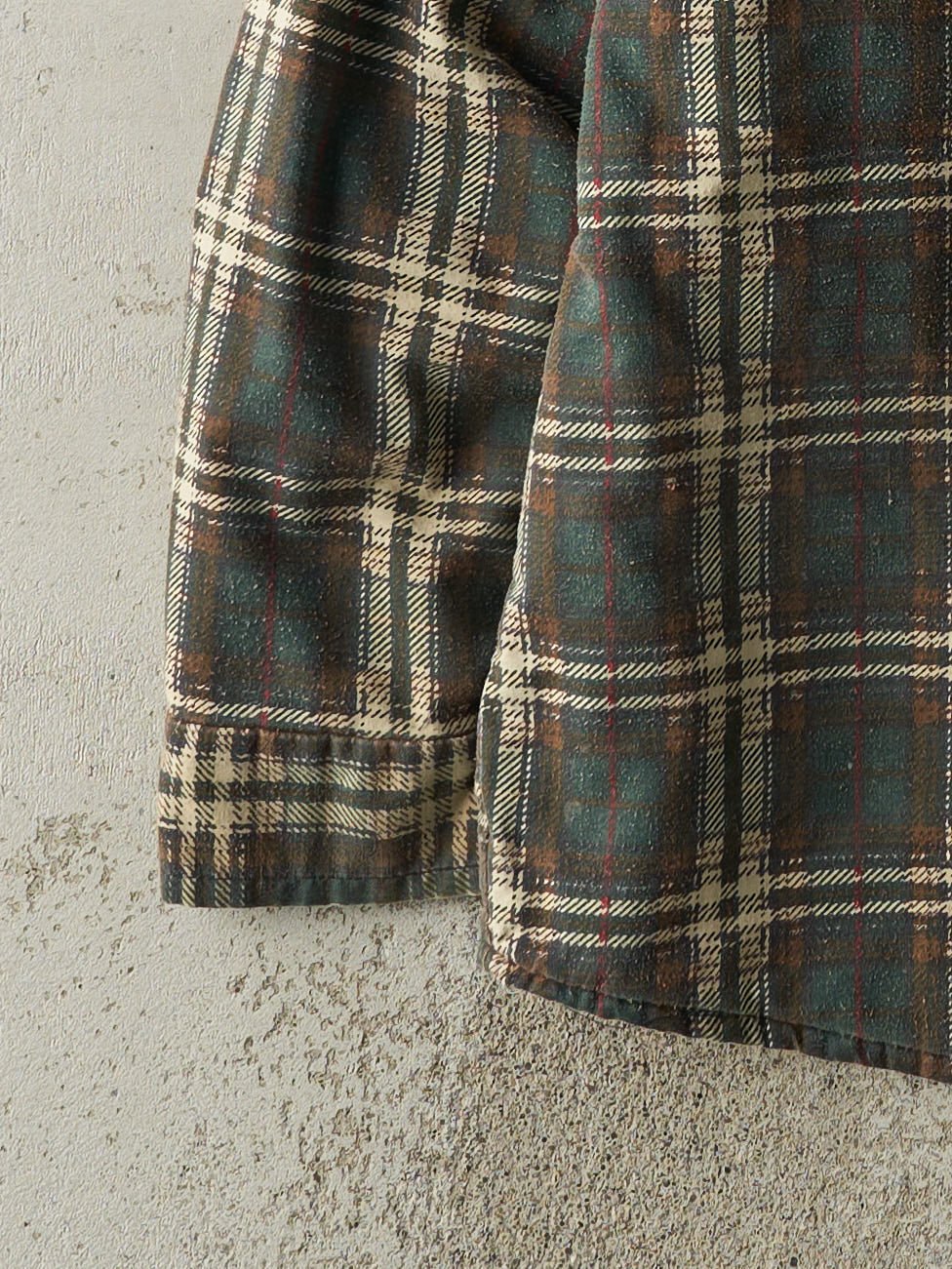 Vintage 90s Green & Brown Quilt Lined Flannel Button Up (L)