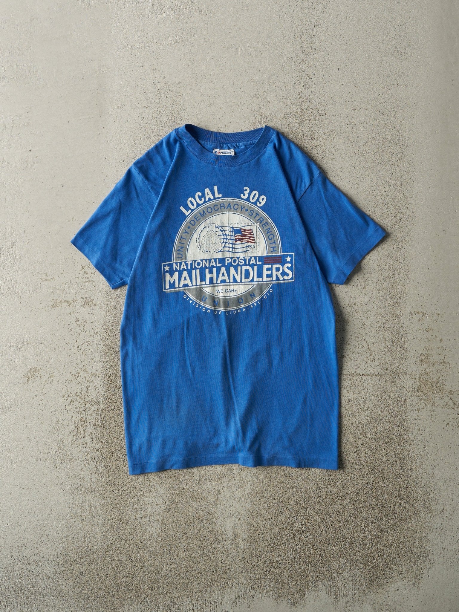 Vintage 80s Blue National Postal Union Single Stitch Tee (XS/S)