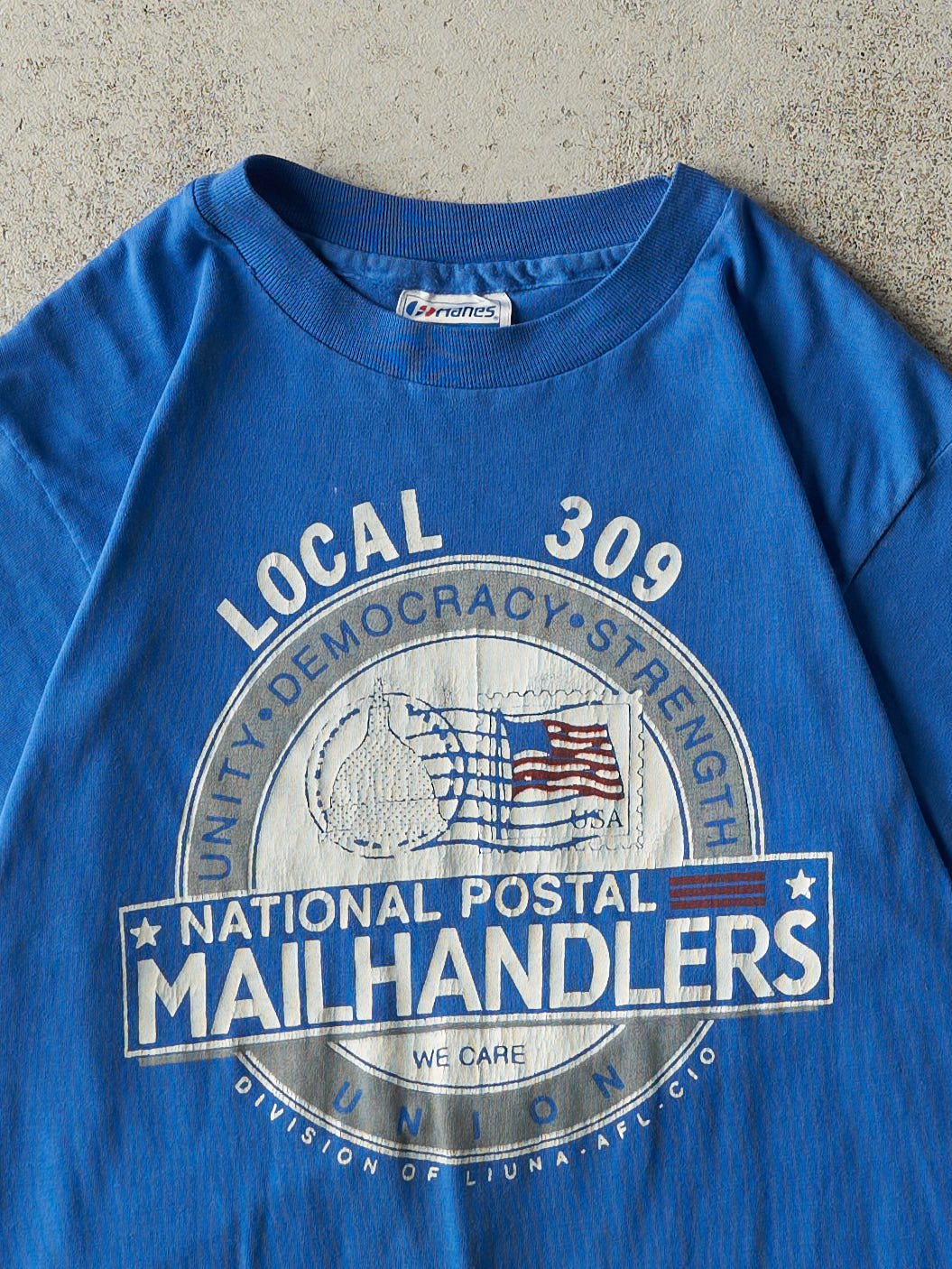 Vintage 80s Blue National Postal Union Single Stitch Tee (XS/S)