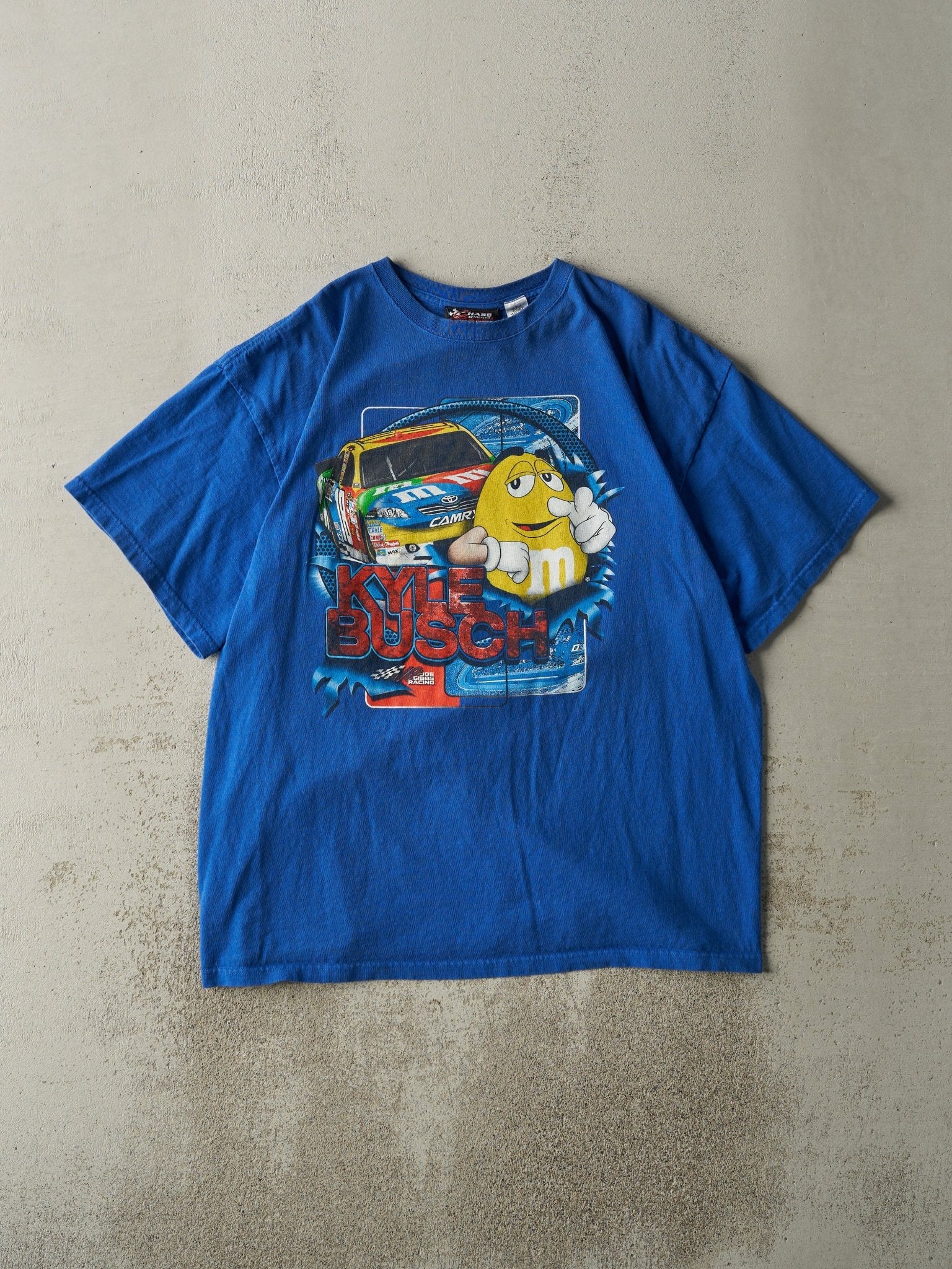 Vintage Y2K Blue M&M Kyle Busch Nascar Racing Tee (XL)