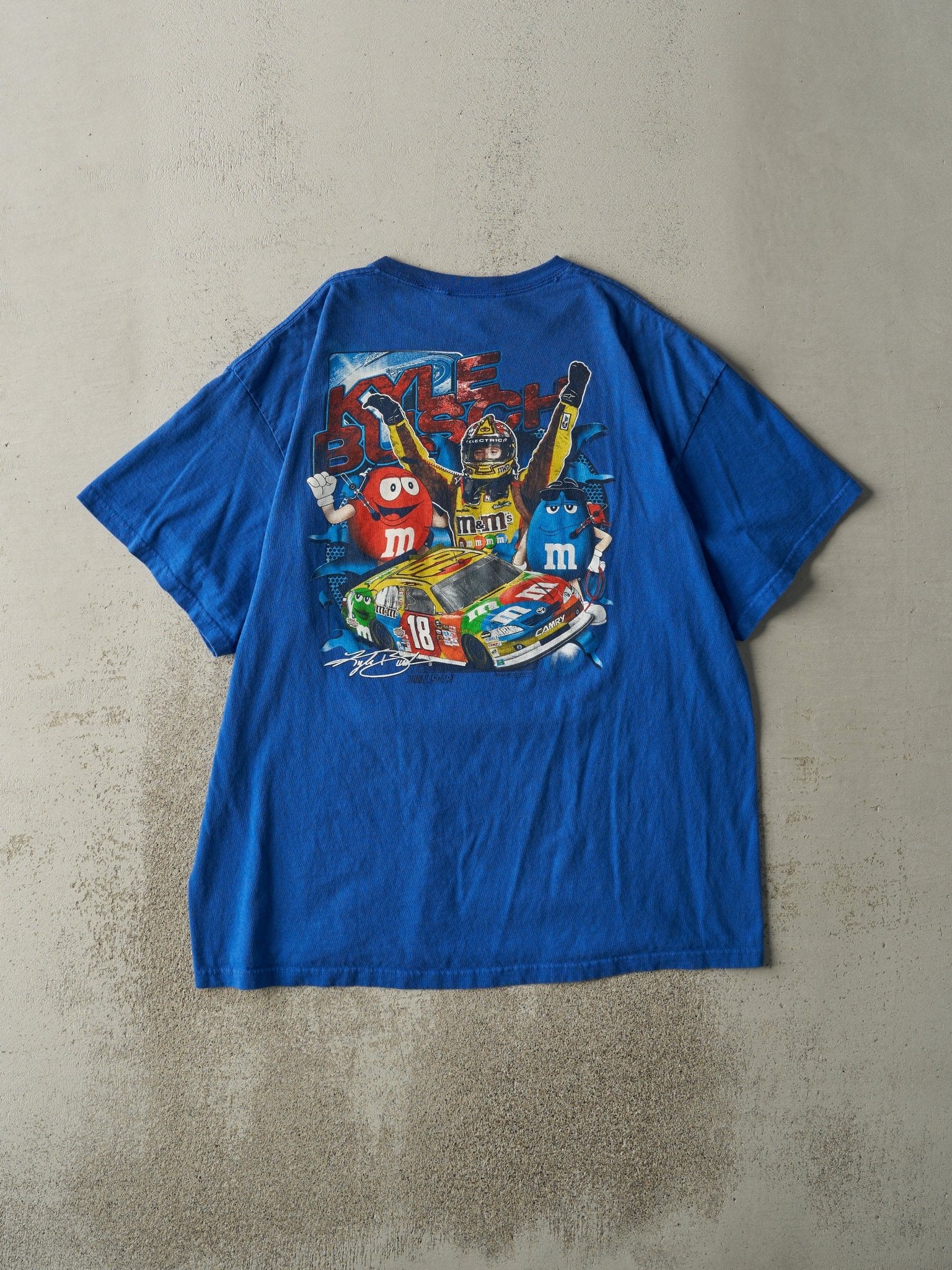 Vintage Y2K Blue M&M Kyle Busch Nascar Racing Tee (XL)