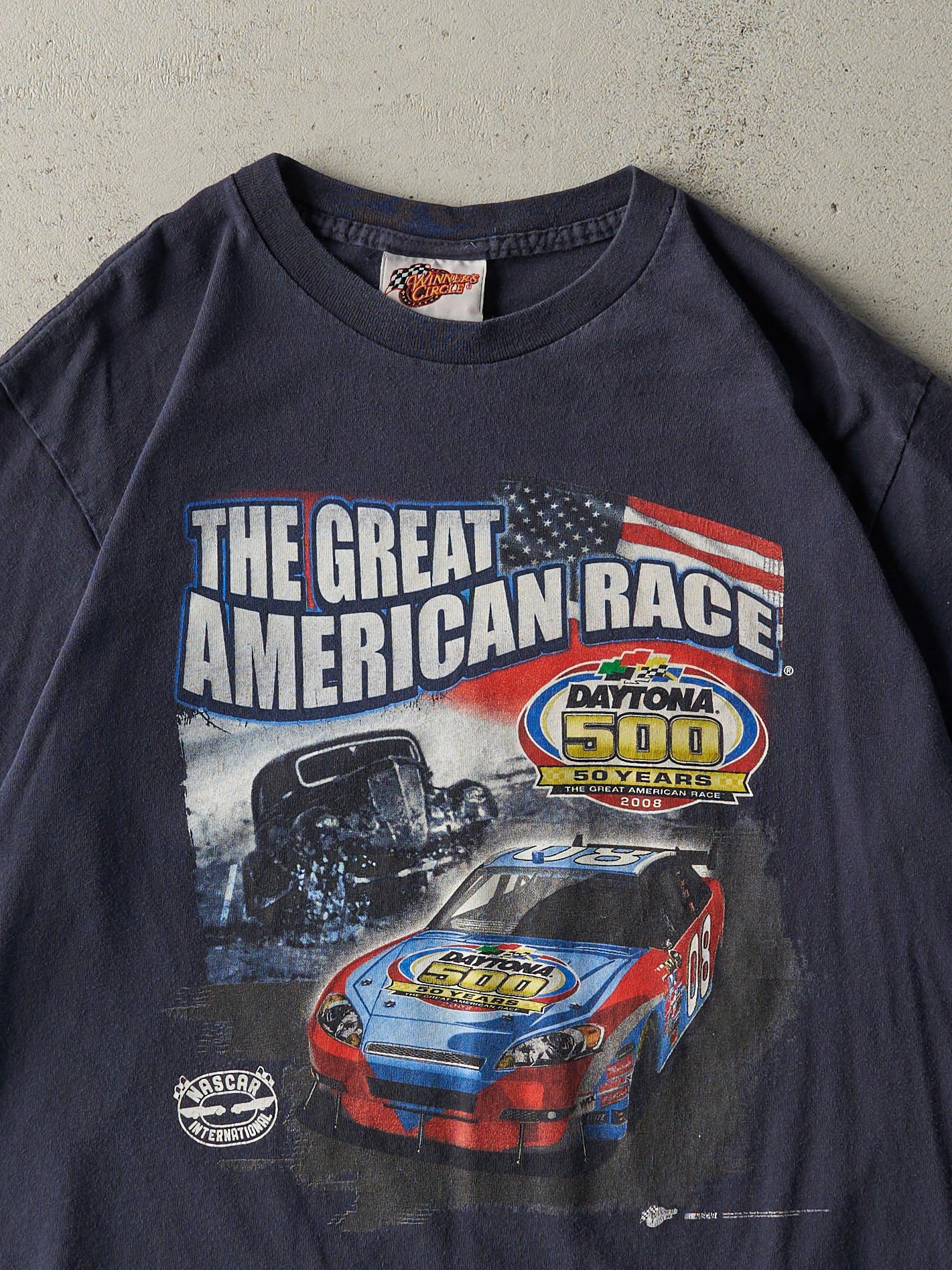 Vintage 08' Navy Blue Daytona 500 Anniversary Nascar Racing Tee (L/XL)