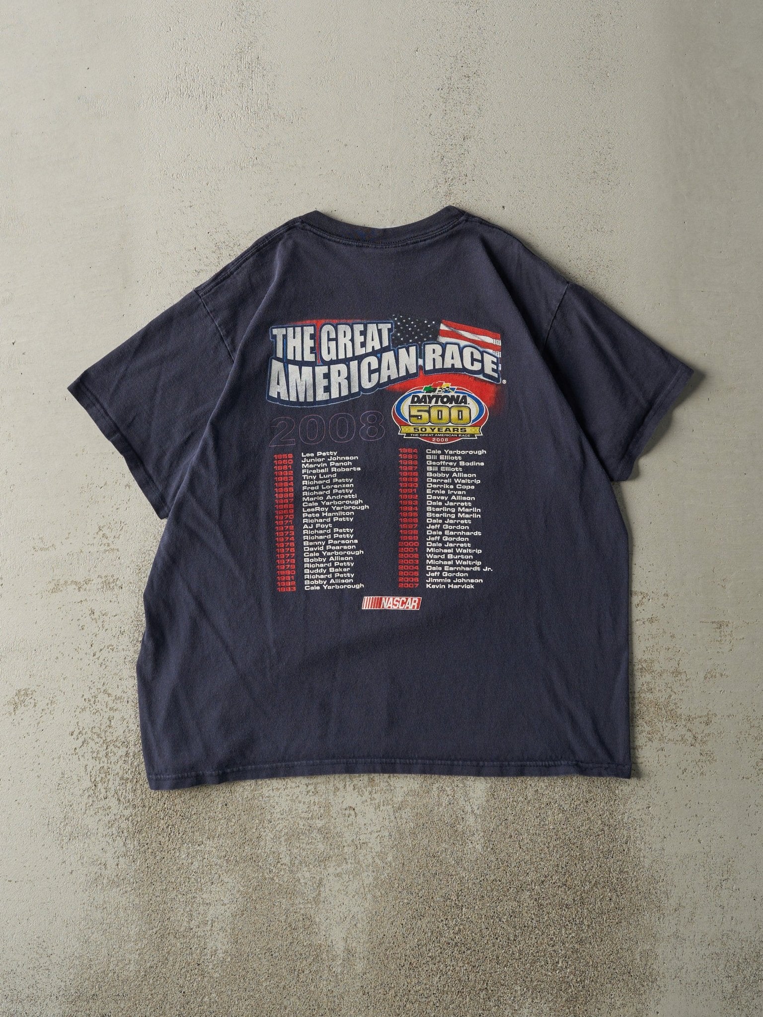 Vintage 08' Navy Blue Daytona 500 Anniversary Nascar Racing Tee (L/XL)