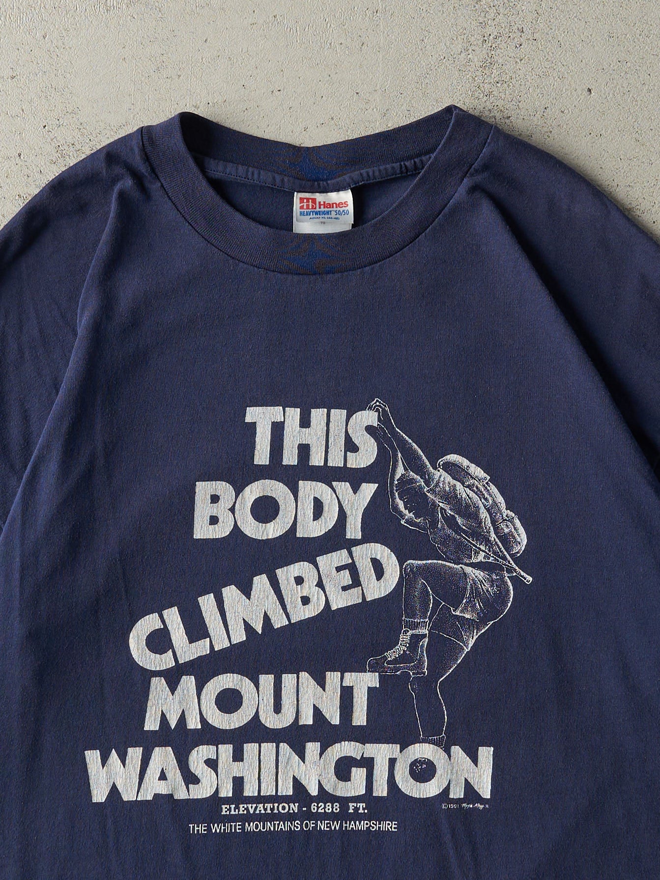Vintage 91' Navy Blue Climbing Mount Washington Tee (L/XL)