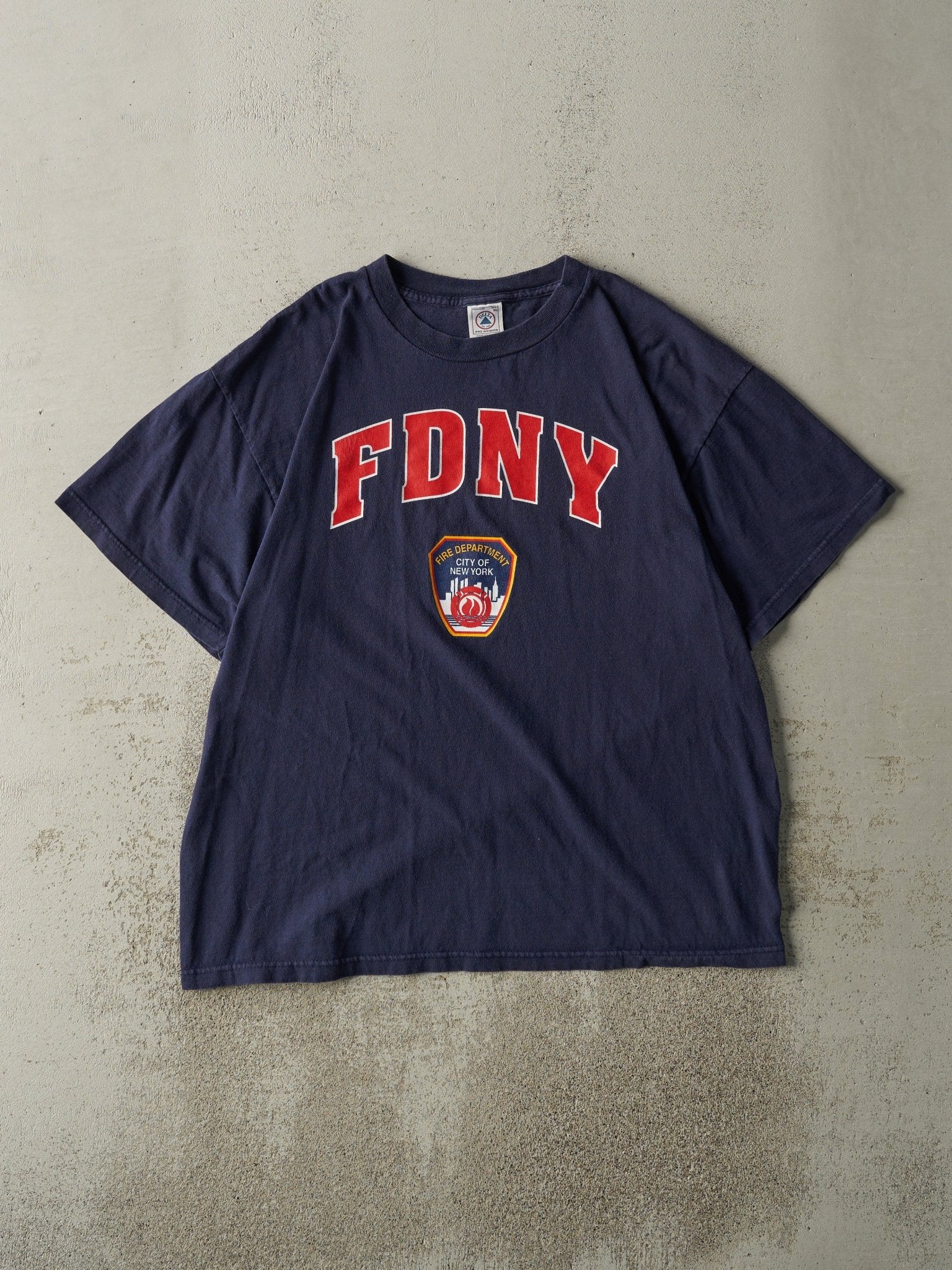 Vintage 90s Navy Blue FDNY Fire Dept of New York Tee (L)