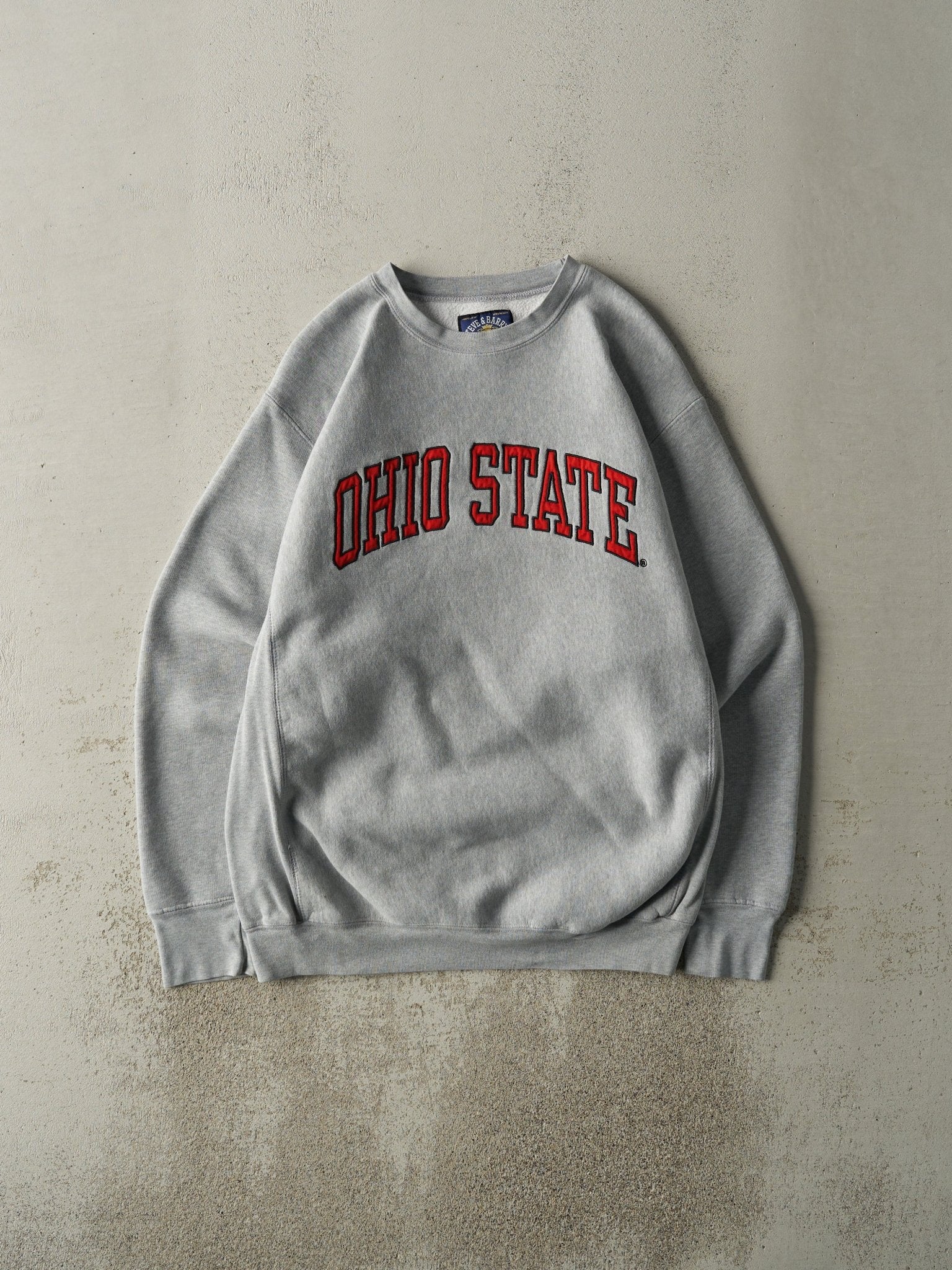 Vintage Y2K Grey Embroidered Ohio State University Crewneck (L)