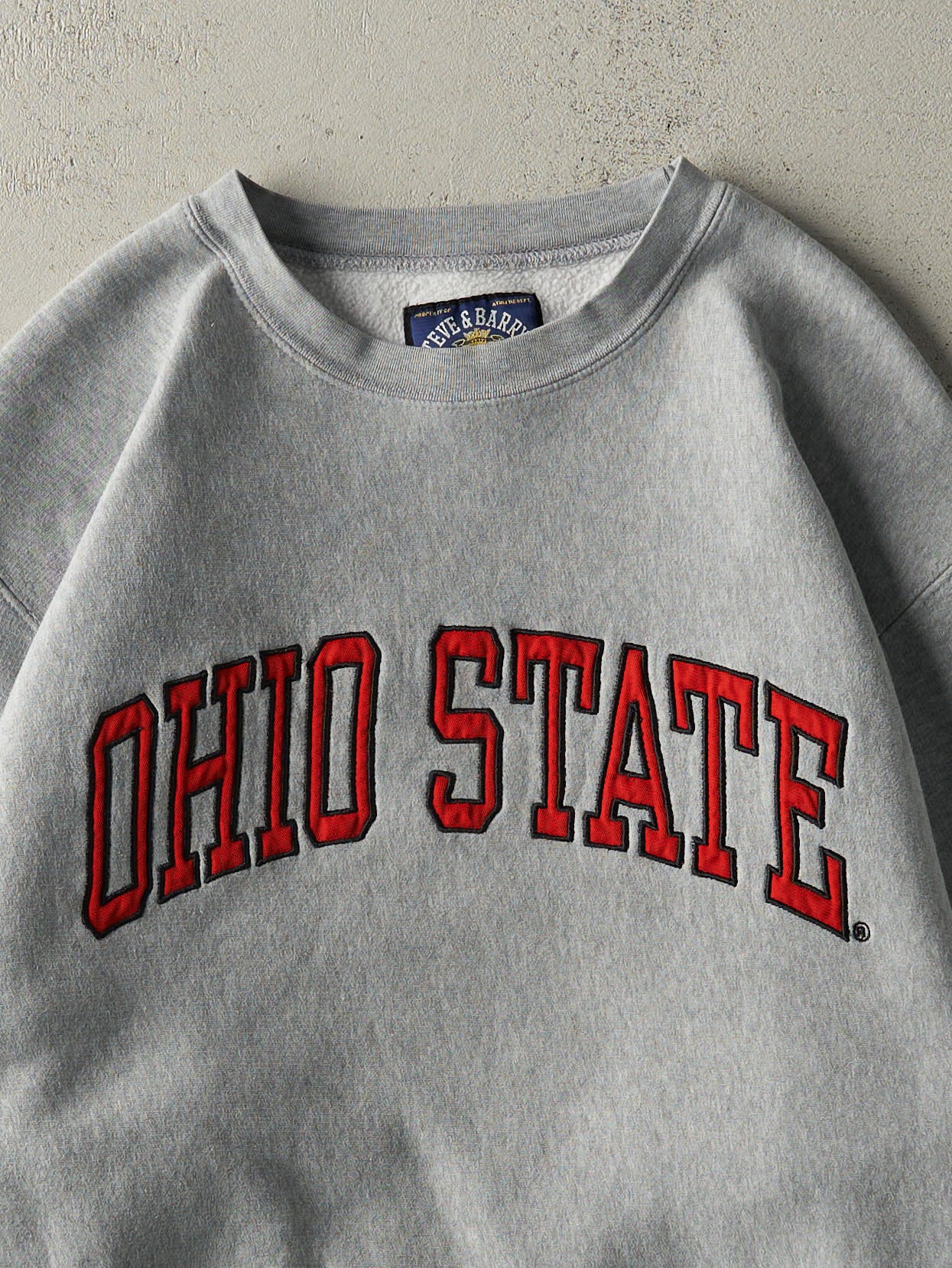 Vintage Y2K Grey Embroidered Ohio State University Crewneck (L)