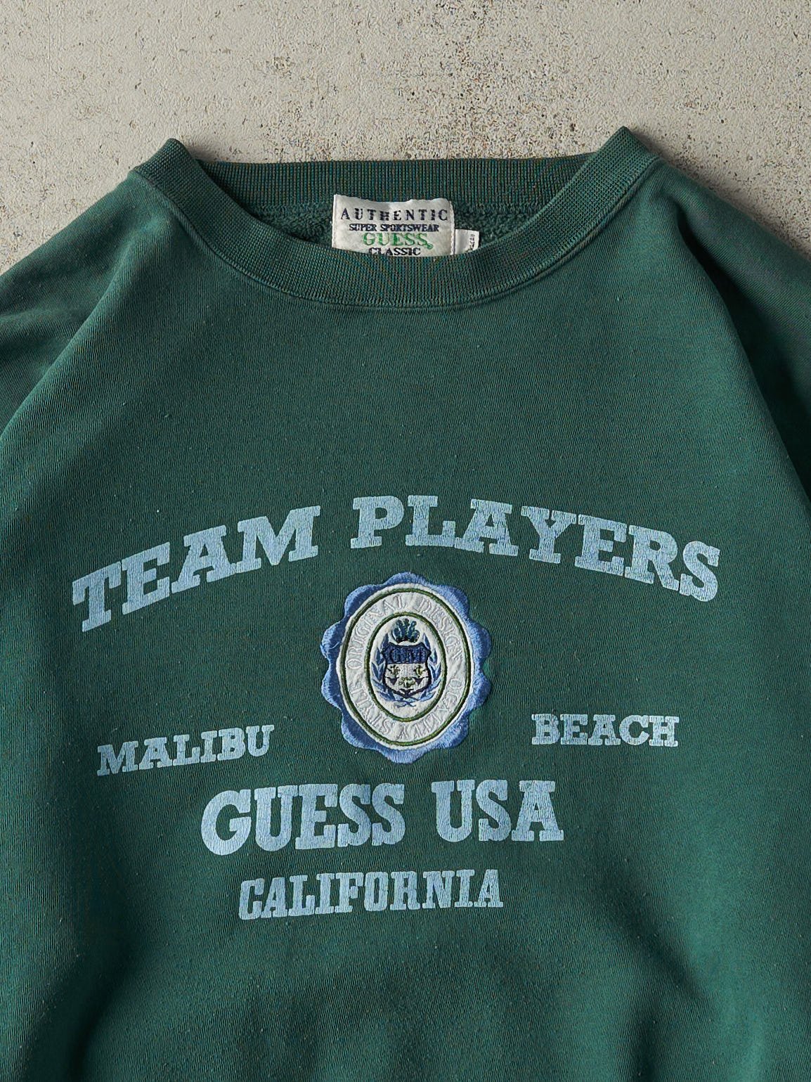 Vintage 90s Green Malibu Beach Guess USA Crewneck (L)